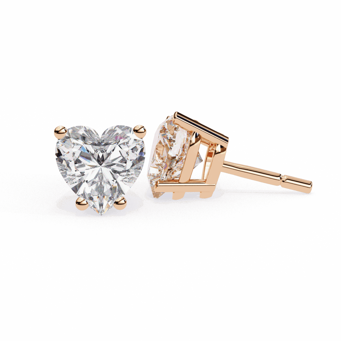 2.5 Carat Heart Solitaire Earrings in Moissanite | House of Estara