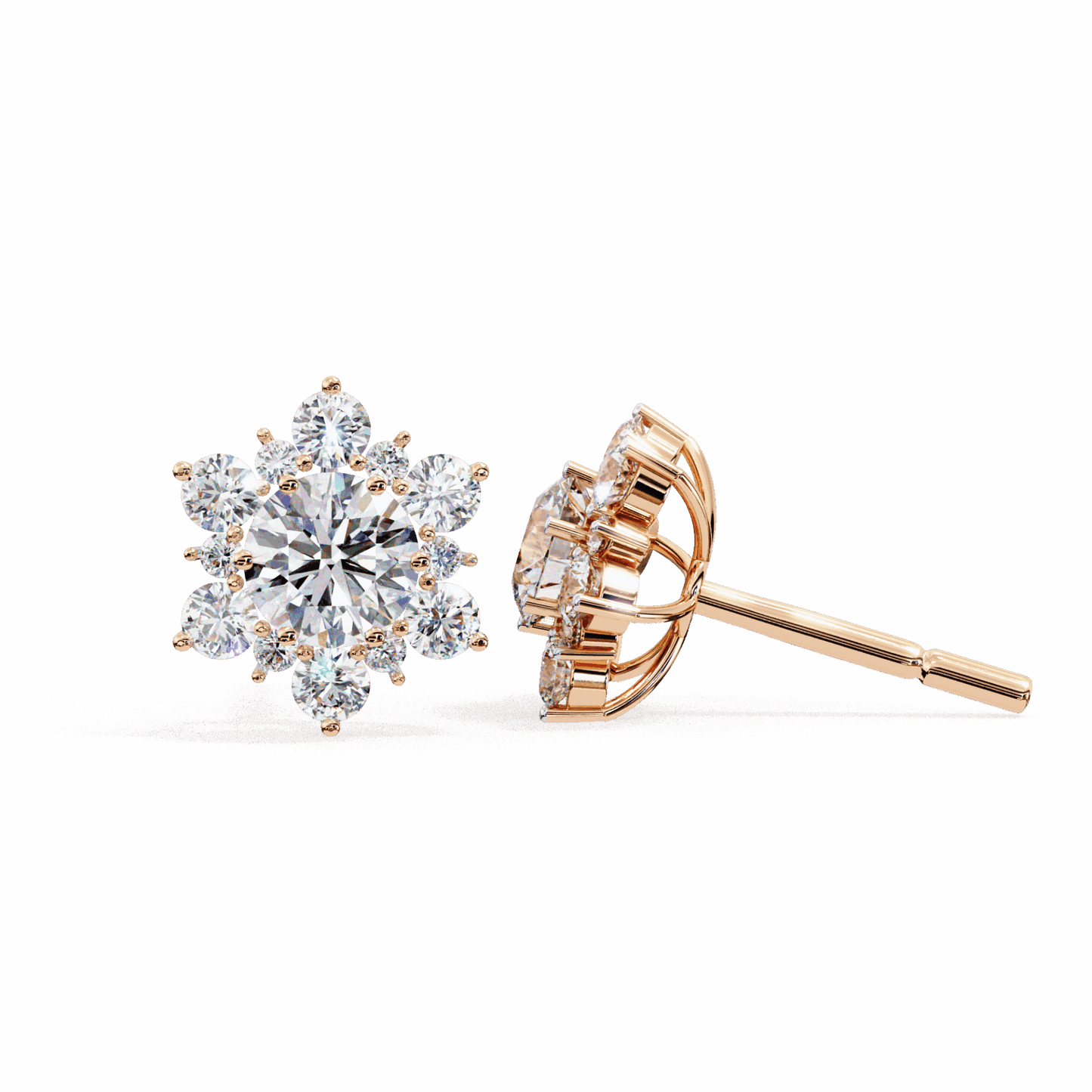 1.5 Carat Minimal Round Trio Stud Earrings in Moissanite | House of Estara