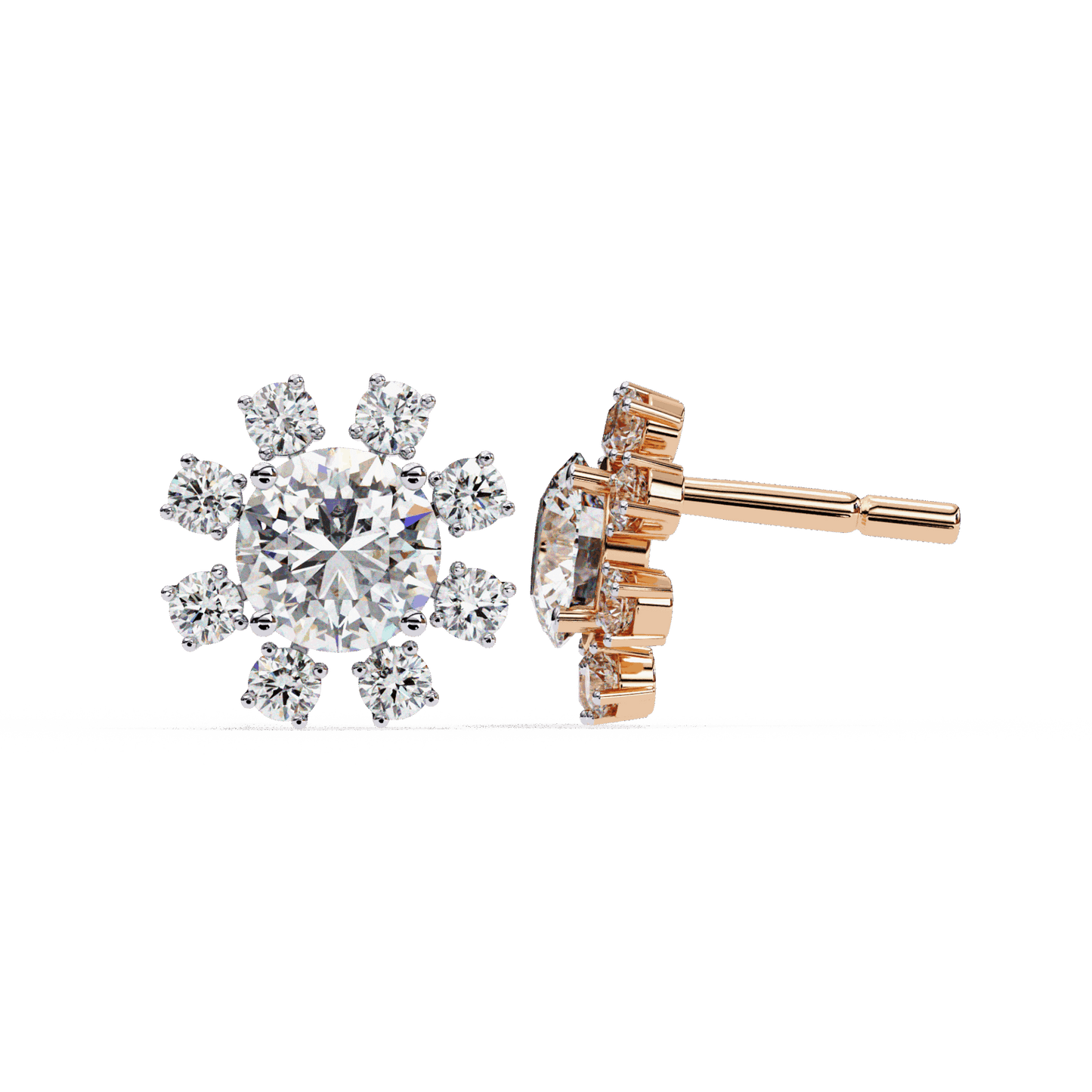 1.25 Carat Modern Round Duo Stud Earrings in Moissanite | House of Estara
