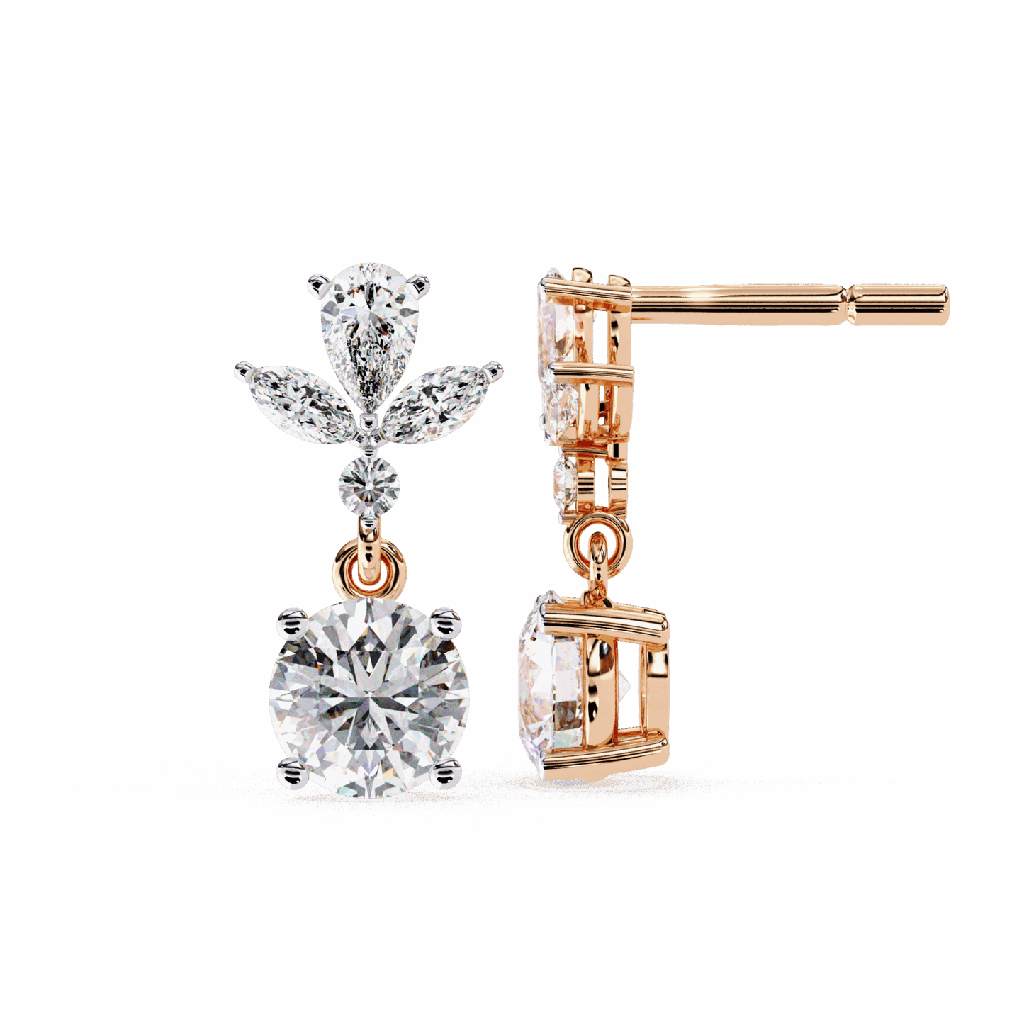 1.25 Carat Marquise & Pear Dangle Earrings in Moissanite | House of Estara