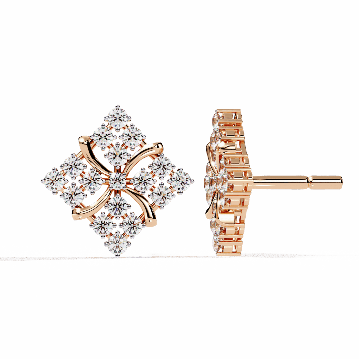 0.8 Carat Refined Round Cluster Stud Earrings in Moissanite | House of Estara