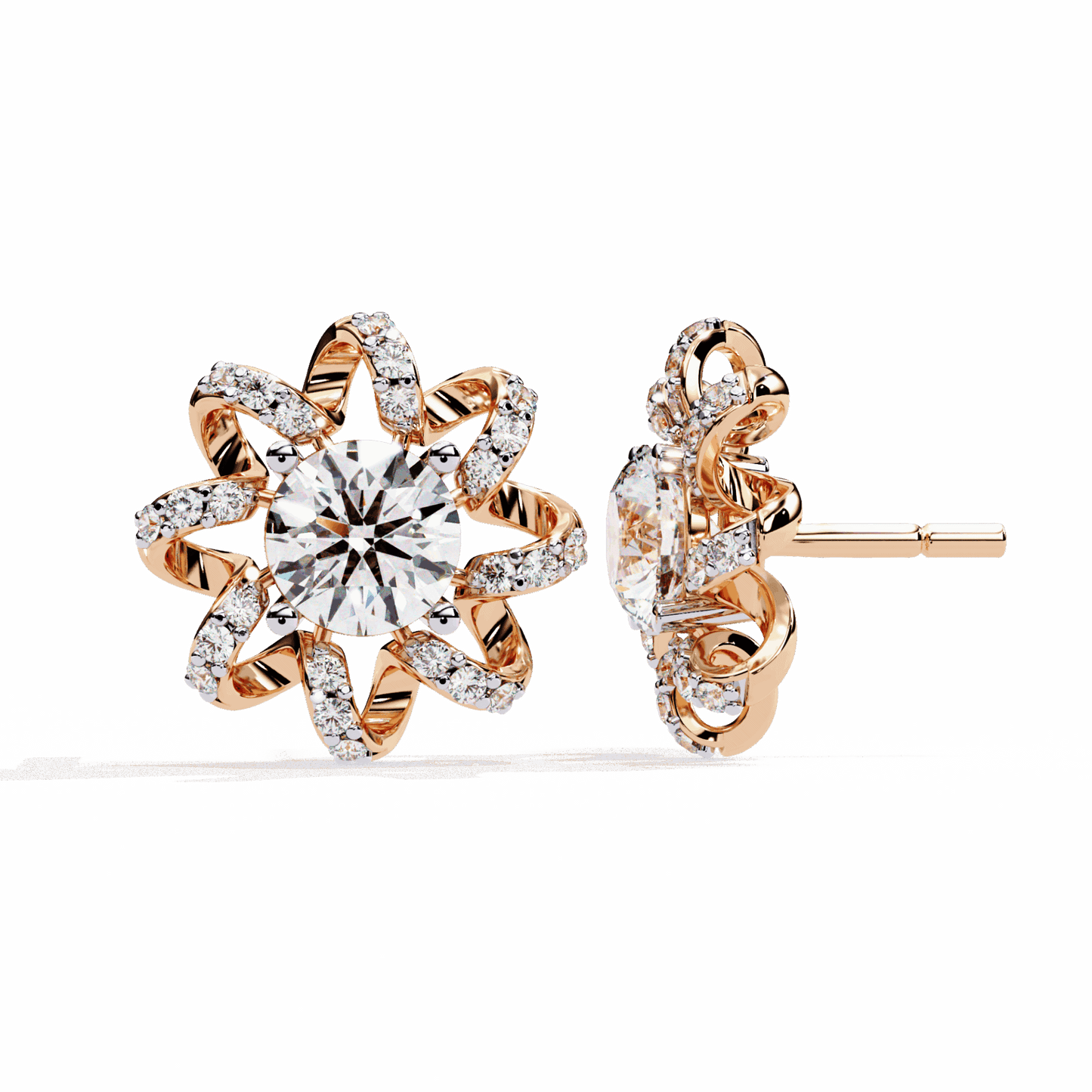 2 Carat Refined Twin Round Stud Earrings in Moissanite | House of Estara