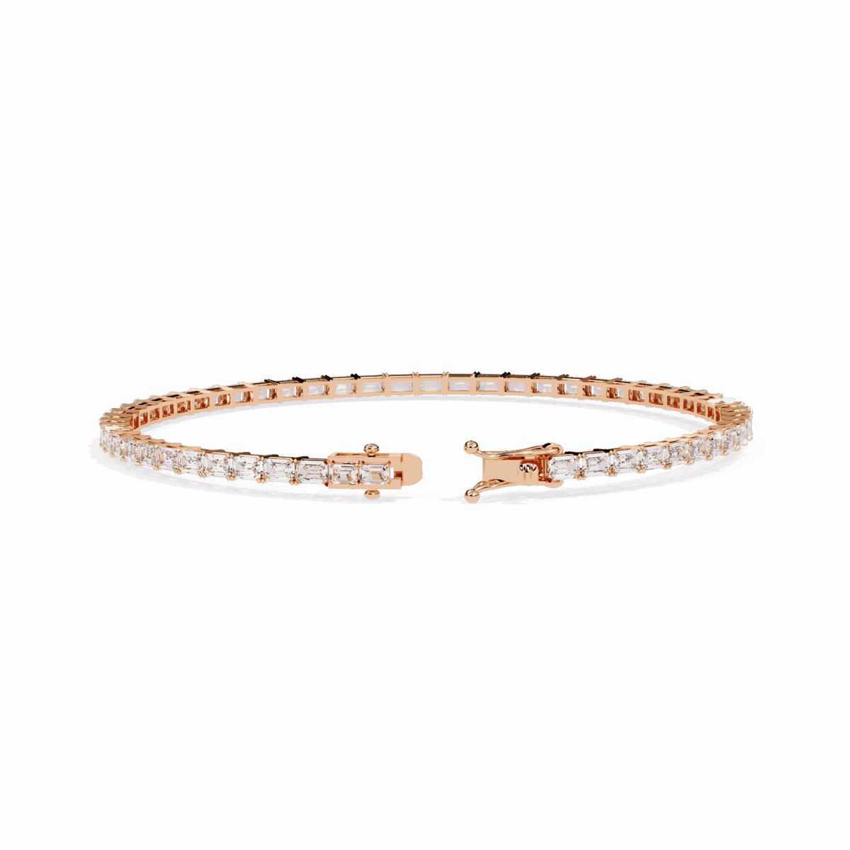 Emerald Cut Lab Grown Diamond Tennis Bracelet in rose gold
