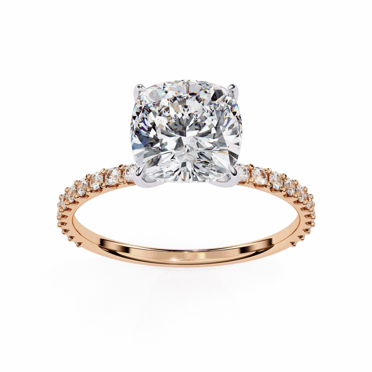 3 Carat Cushion Modern Classic Solitaire Ring in Moissanite | House of Estara