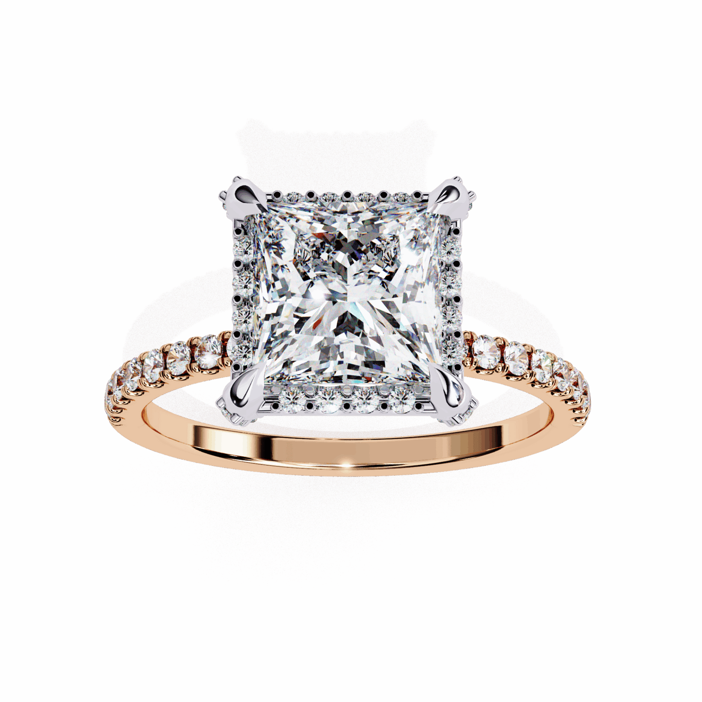 2.5 Carat Princess Hidden Halo Solitaire Ring in Moissanite | House of Estara