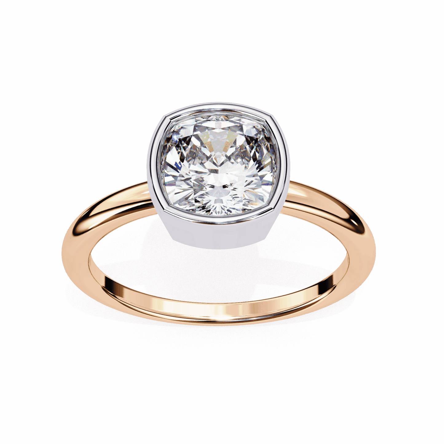 1.75 Carat Cushion Minimalist Solitaire Engagement Ring in Moissanite | House of Estara