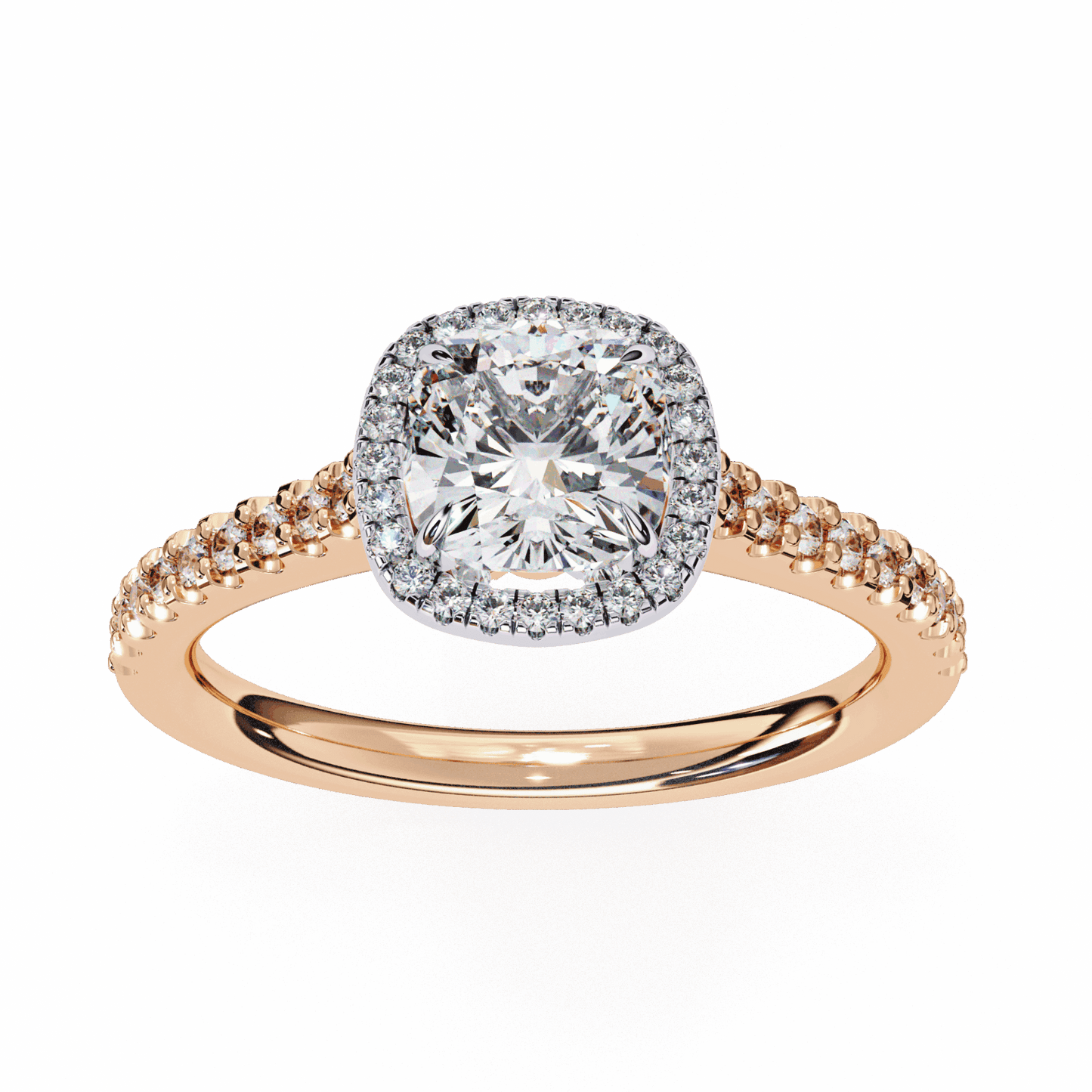 2 Carat Cushion Hidden Halo Solitaire Ring in Moissanite | House of Estara