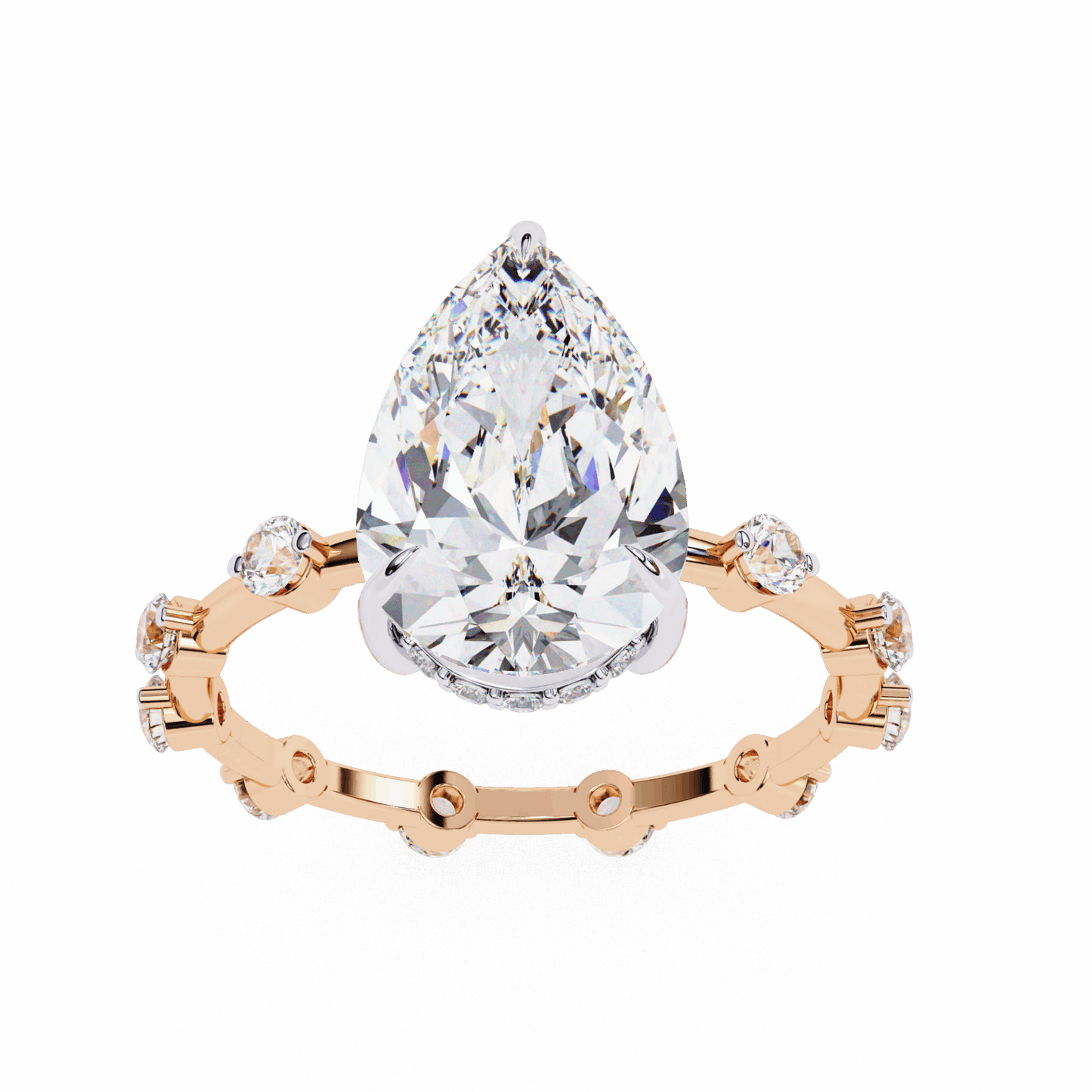 3.5 Carat Pear Side Stone Solitaire Ring in Moissanite | House of Estara