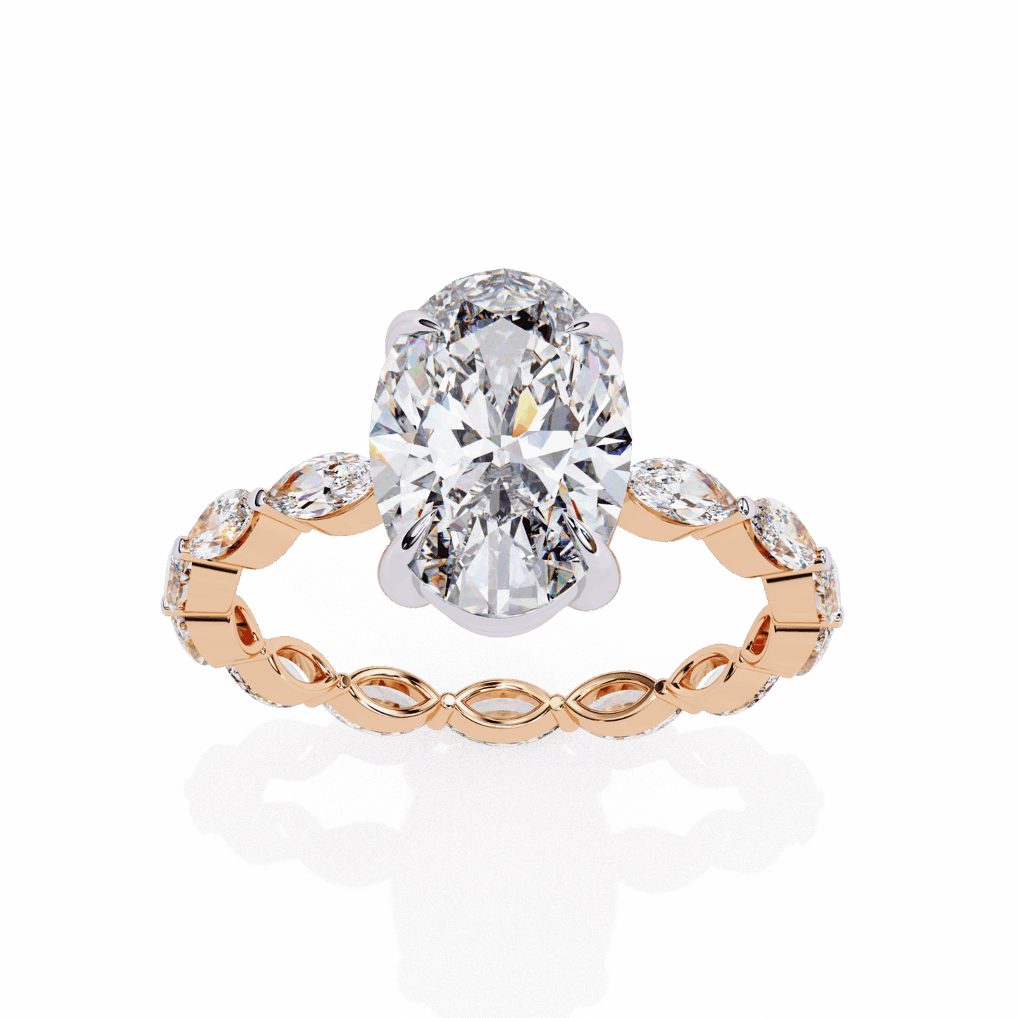 3.25 Carat Oval Infinity Solitaire Ring in Moissanite | House of Estara