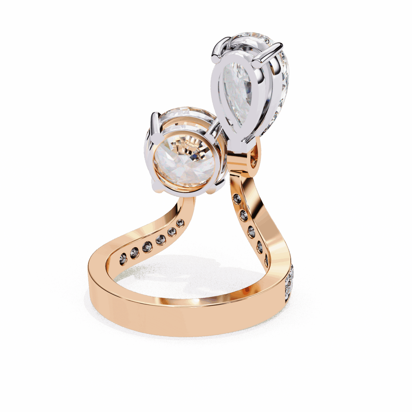 6.5 Carat Pear and Round Toi Et Moi Solitaire in Moissanite | House of Estara