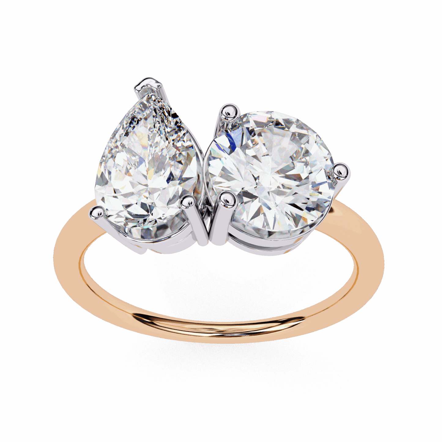 3.75 Carat Pear and Round Toi et Moi Solitaire in Moissanite | House of Estara