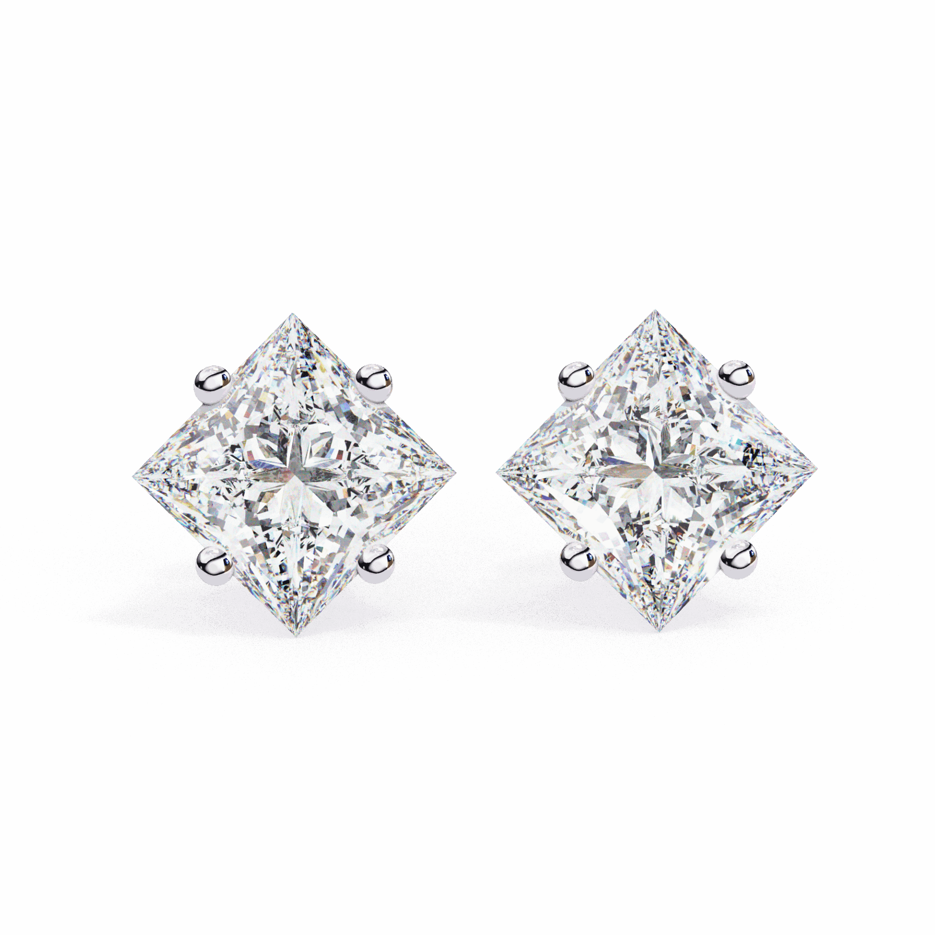 2.5 Carat Princess Solitaire Earrings in Moissanite | House of Estara