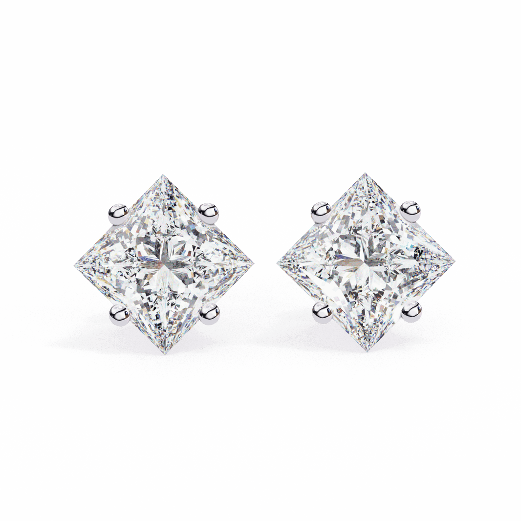 2.5 Carat Princess Solitaire Earrings in Moissanite | House of Estara