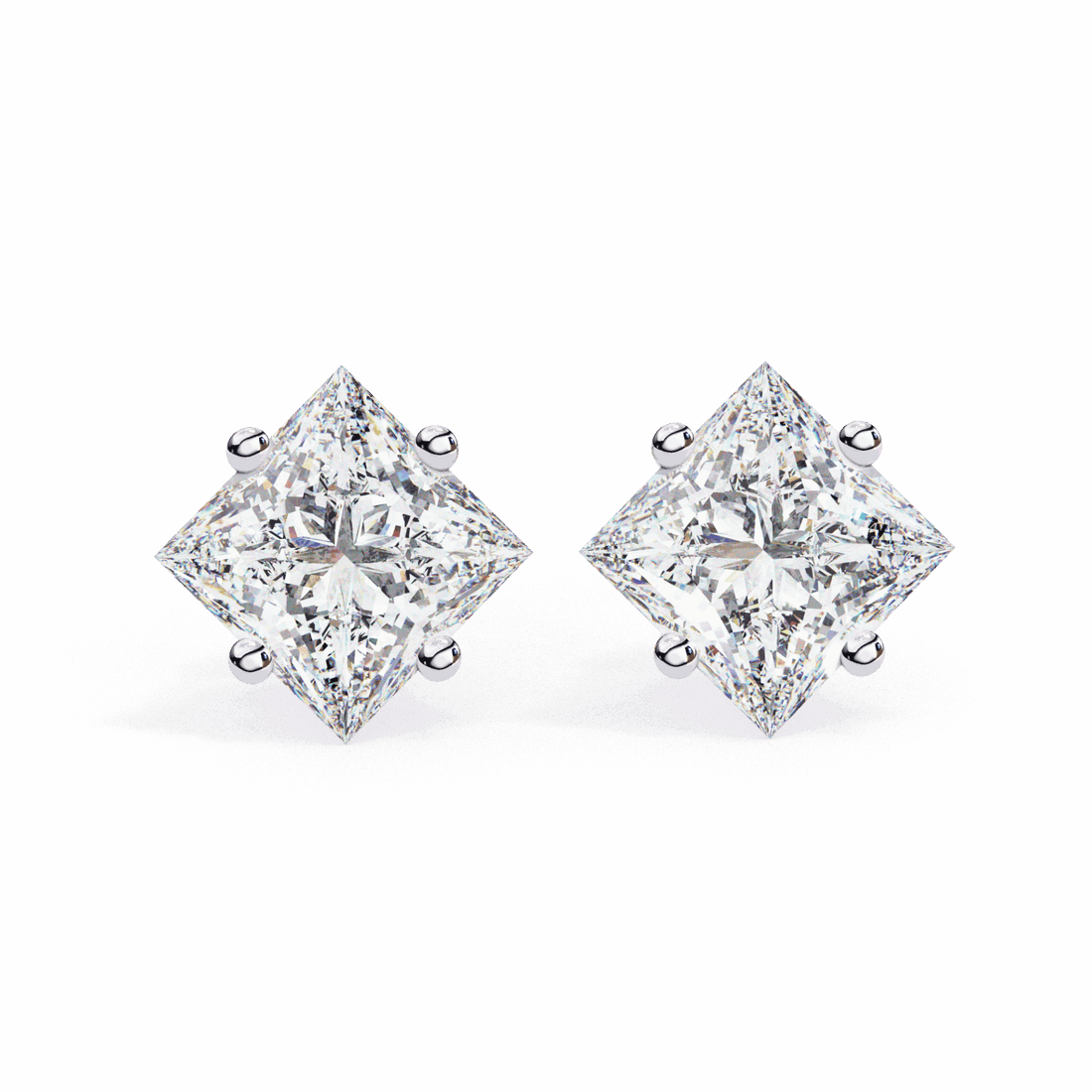2.5 Carat Princess Solitaire Earrings in Moissanite | House of Estara