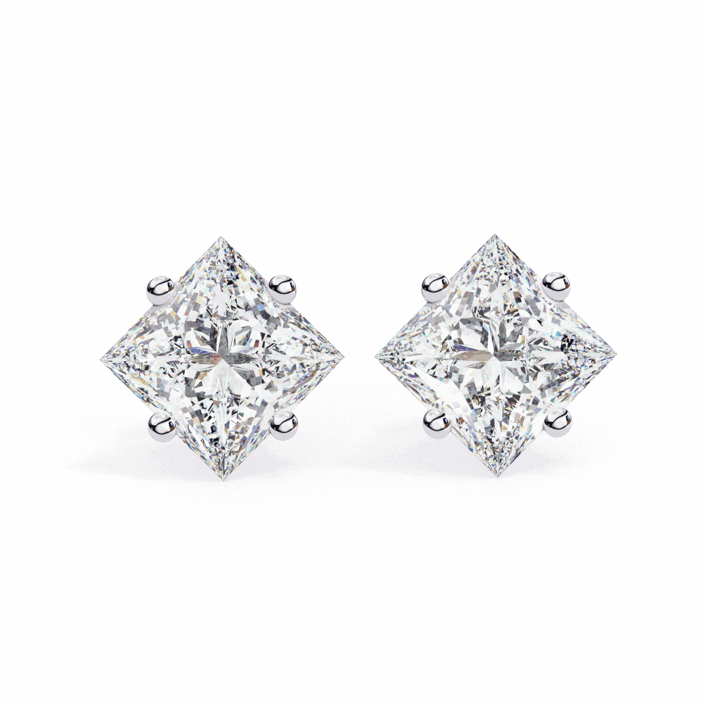 2.5 Carat Princess Solitaire Earrings in Moissanite | House of Estara
