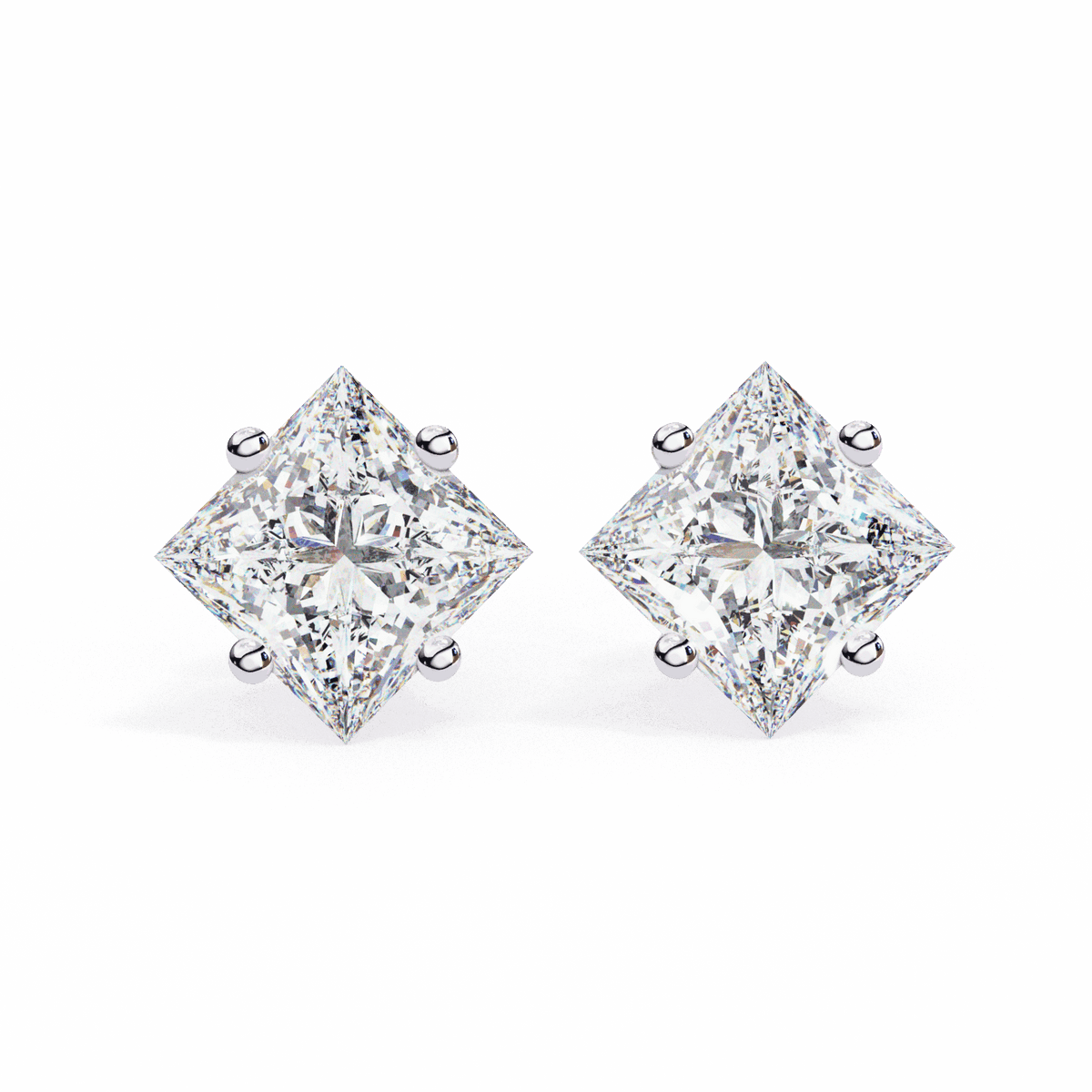 2.5 Carat Princess Solitaire Earrings in Moissanite | House of Estara