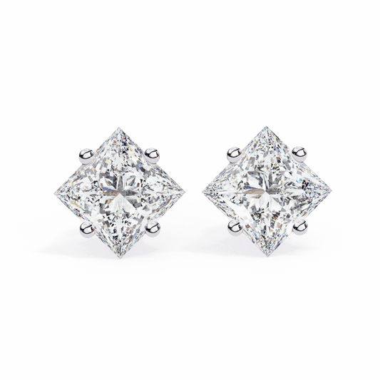2.5 Carat Princess Solitaire Earrings in Moissanite | House of Estara