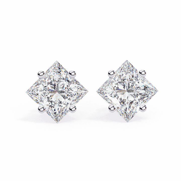 2.5 Carat Princess Solitaire Earrings in Moissanite | House of Estara