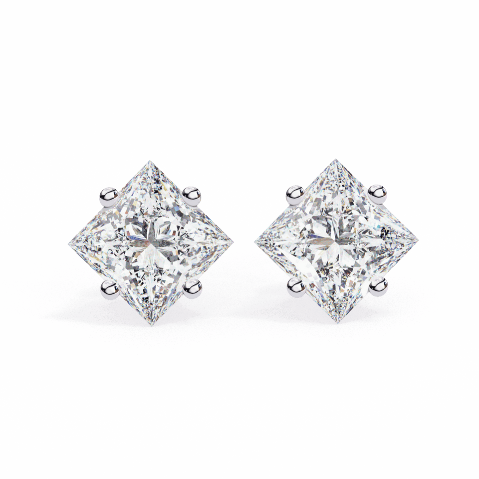 Modern Princess Solitaire Earrings