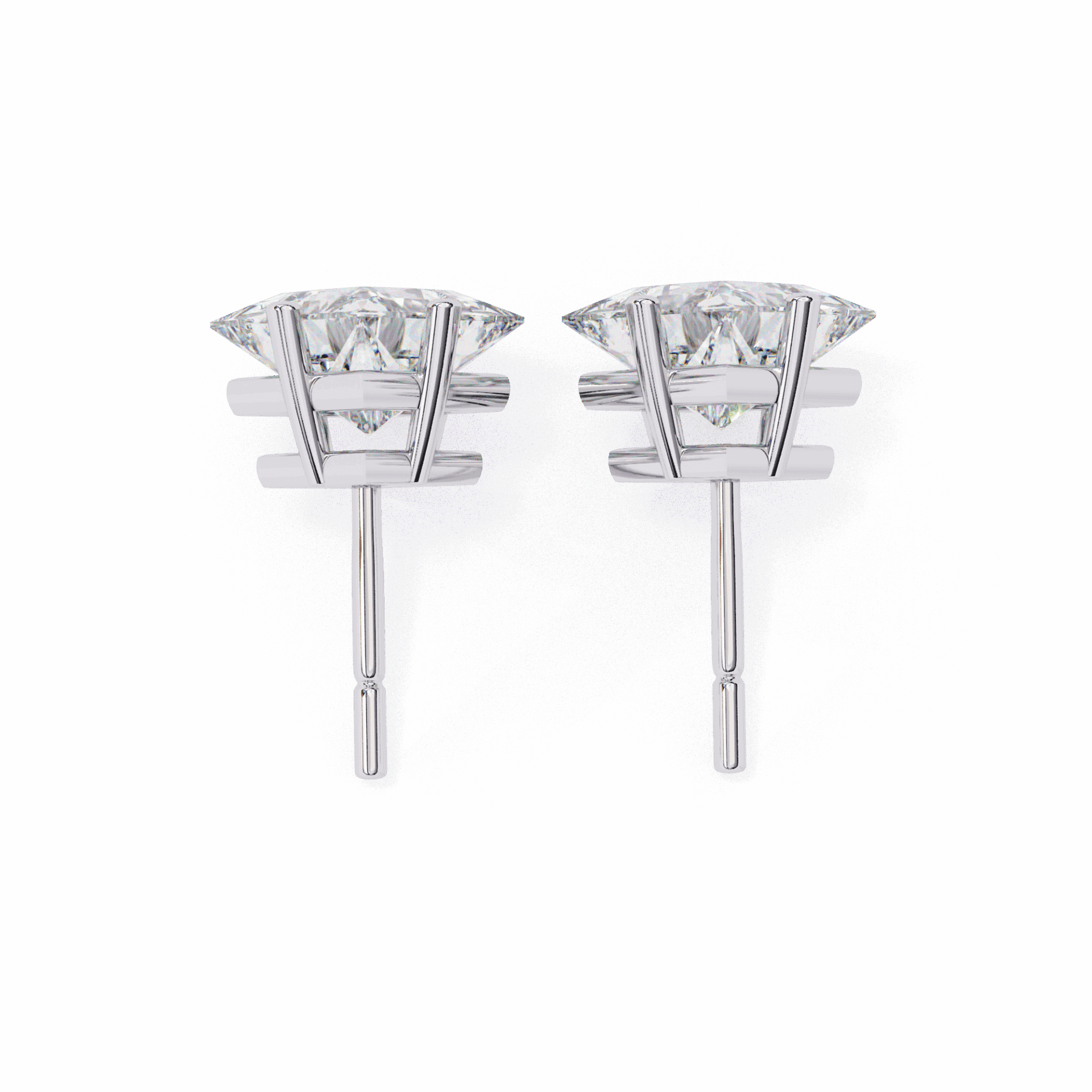 2.5 Carat Princess Solitaire Earrings in Moissanite | House of Estara