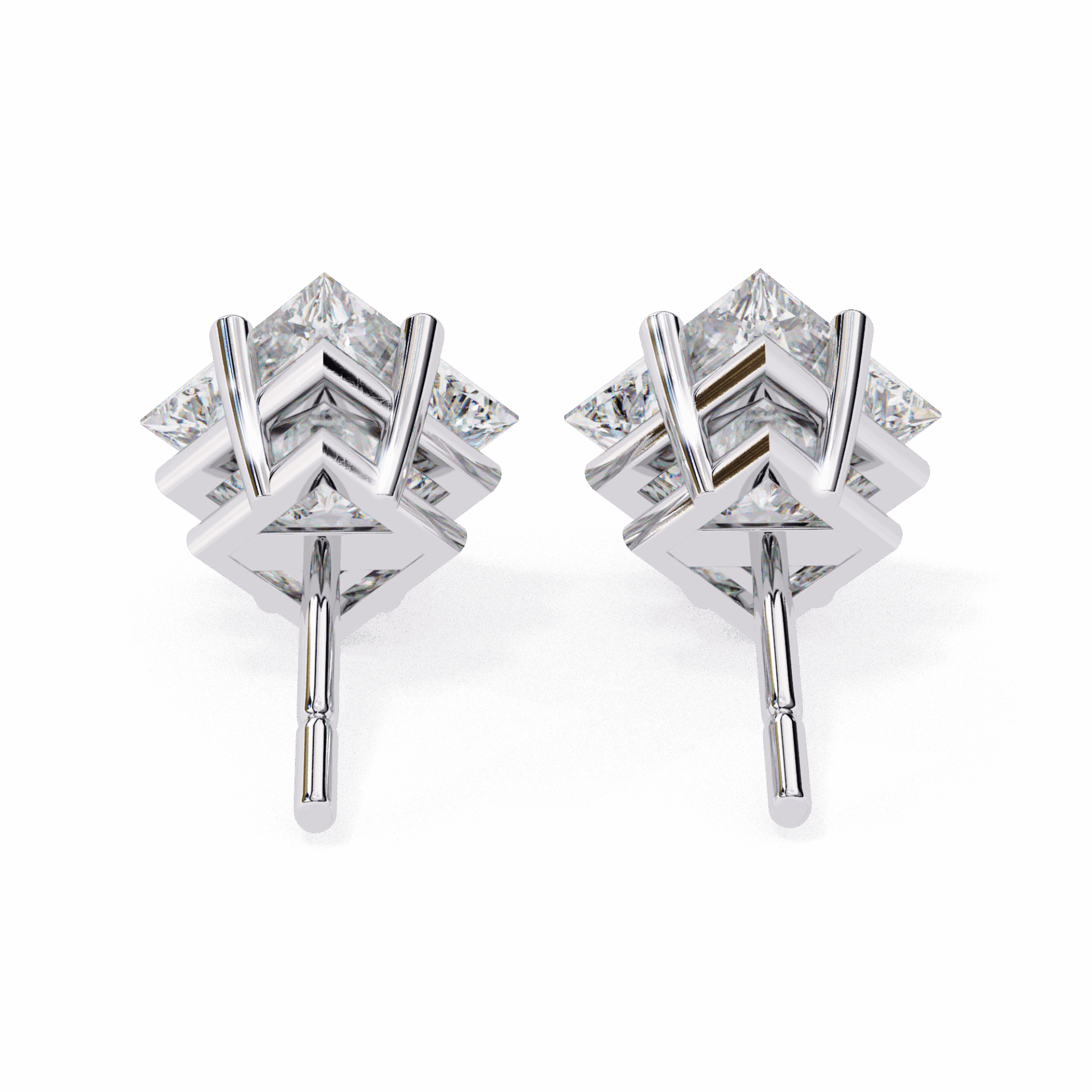 2.5 Carat Princess Solitaire Earrings in Moissanite | House of Estara