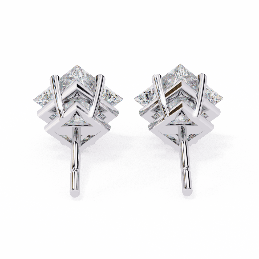 2.5 Carat Princess Solitaire Earrings in Moissanite | House of Estara