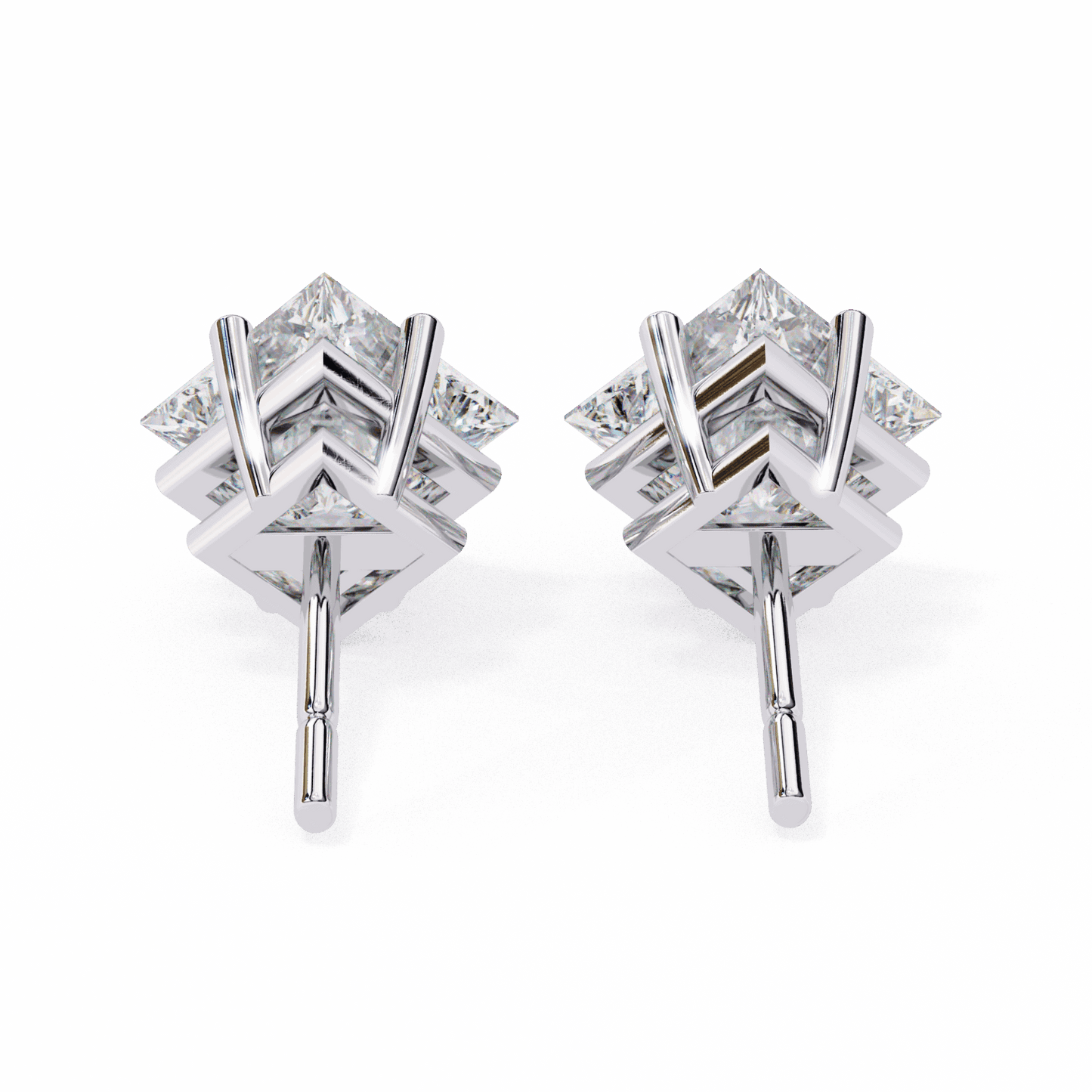 2.5 Carat Princess Solitaire Earrings in Moissanite | House of Estara