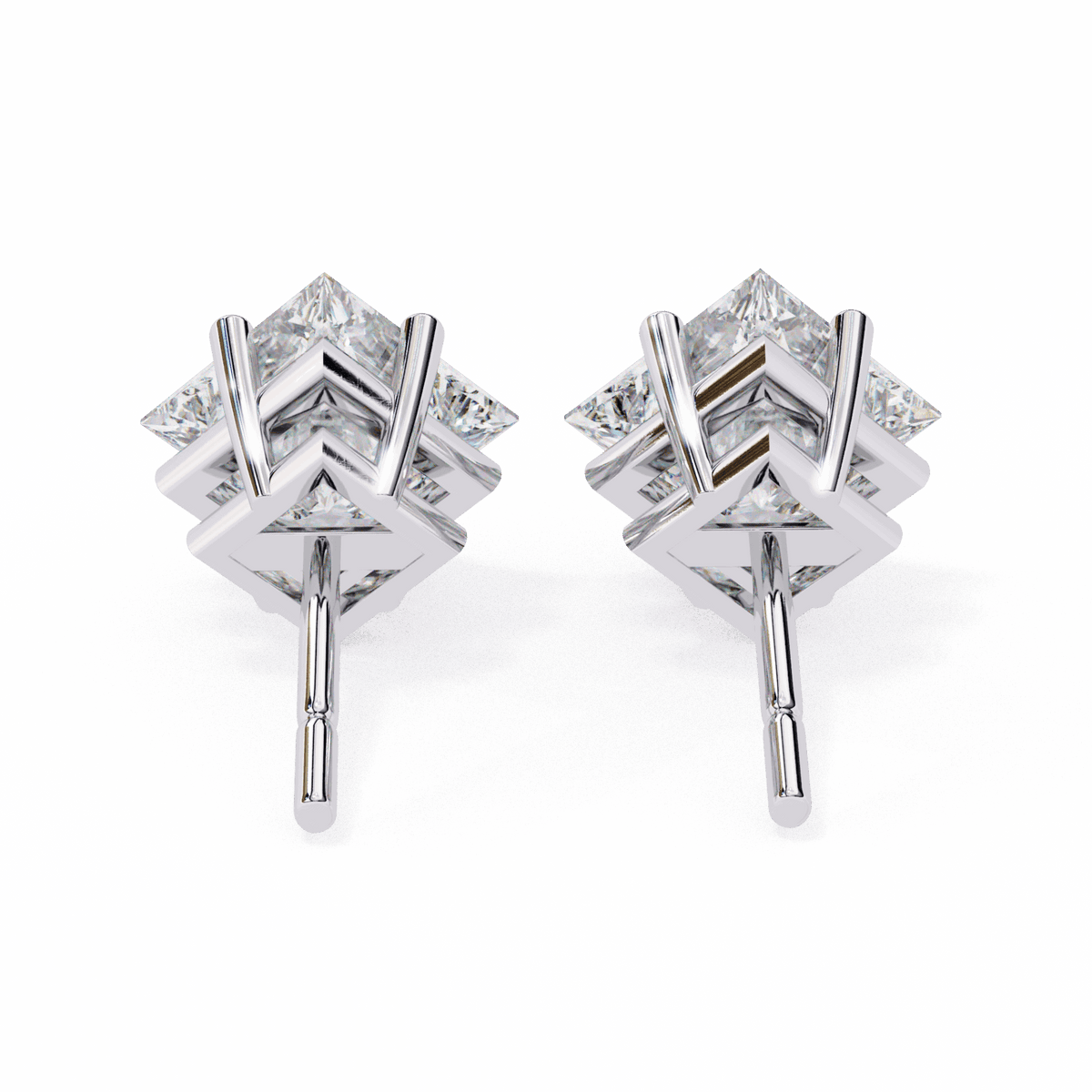 2.5 Carat Princess Solitaire Earrings in Moissanite | House of Estara