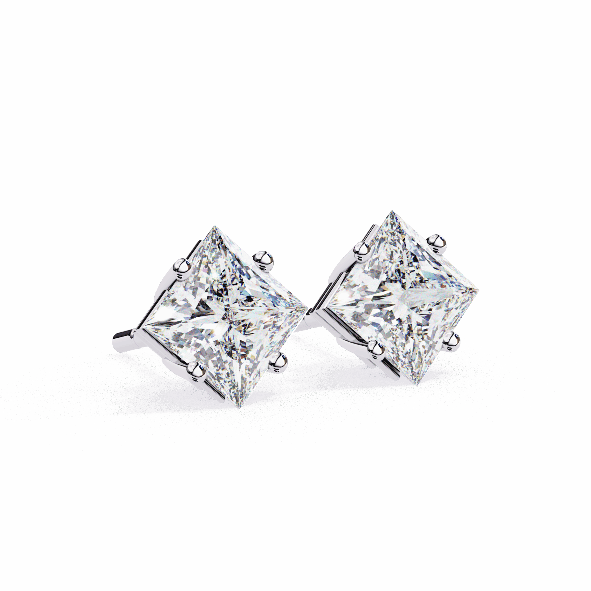 2.5 Carat Princess Solitaire Earrings in Moissanite | House of Estara