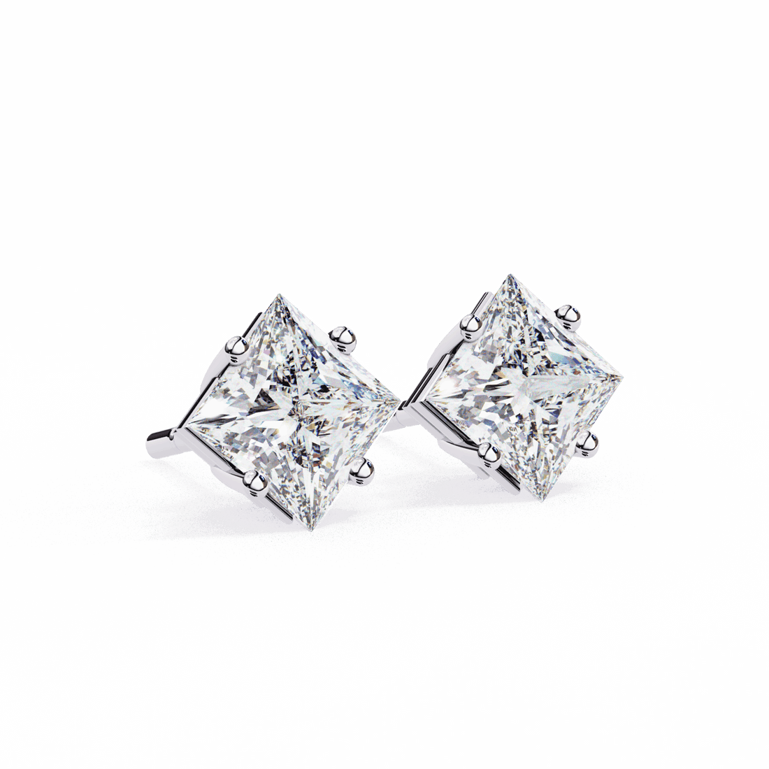 2.5 Carat Princess Solitaire Earrings in Moissanite | House of Estara