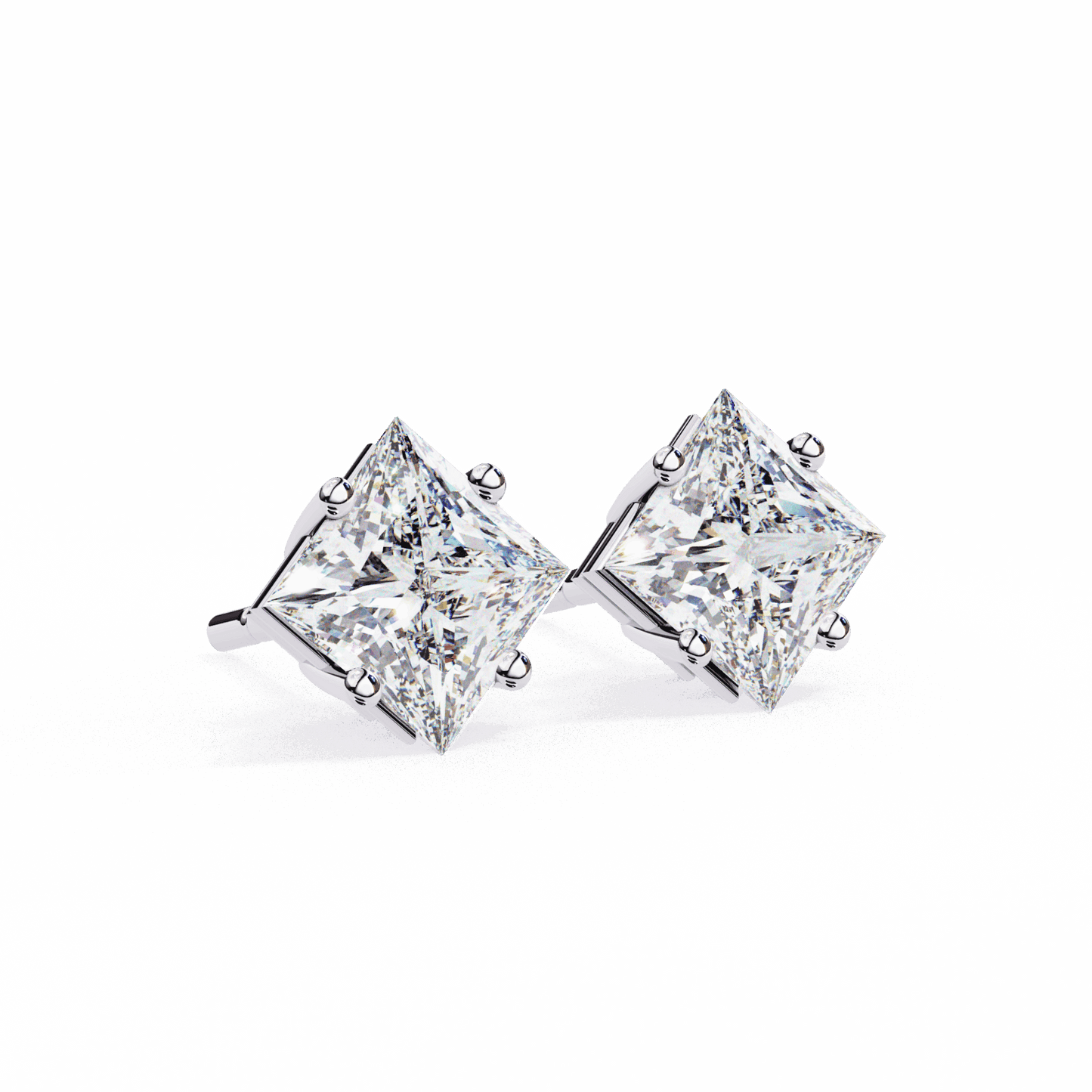 2.5 Carat Princess Solitaire Earrings in Moissanite | House of Estara