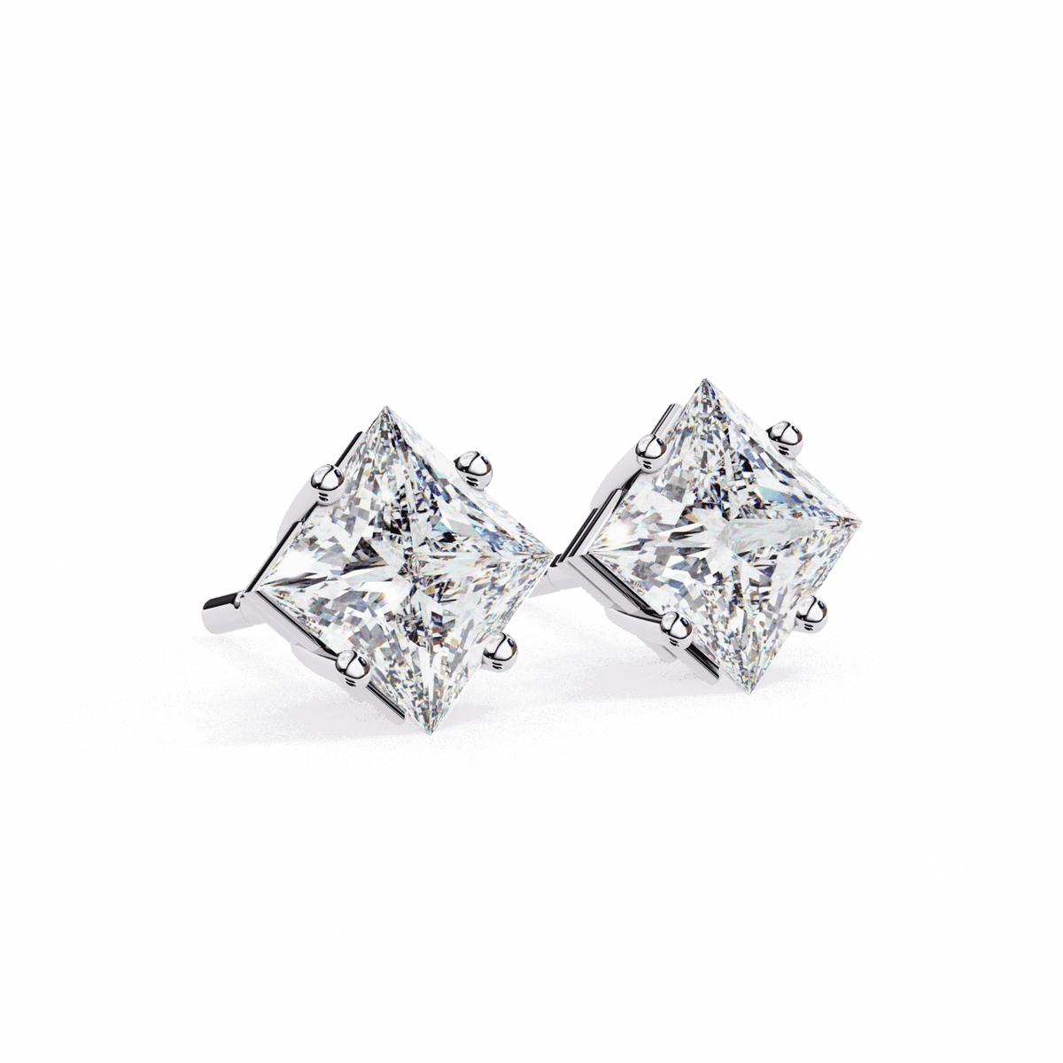2.5 Carat Princess Solitaire Earrings in Moissanite | House of Estara