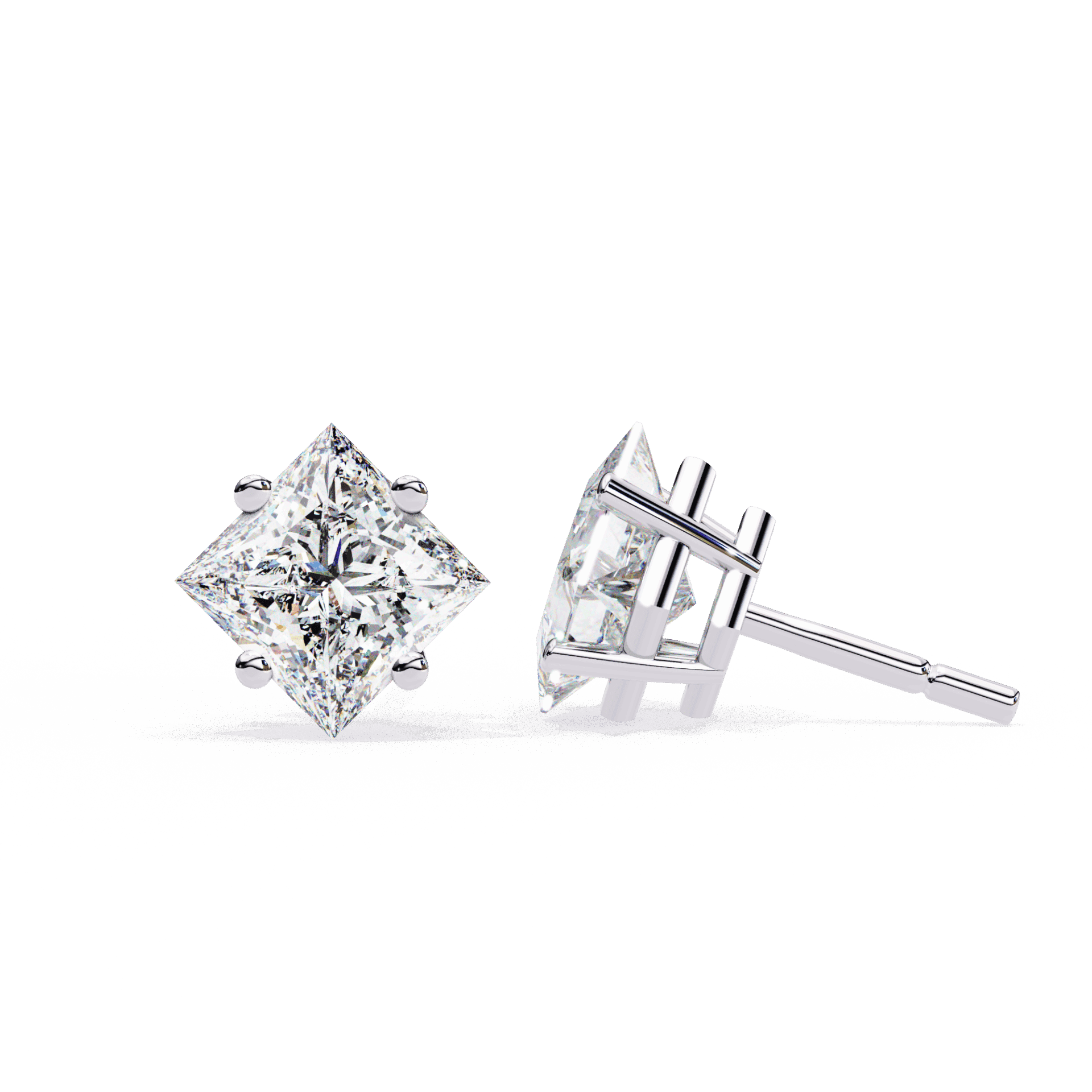 2.5 Carat Princess Solitaire Earrings in Moissanite | House of Estara