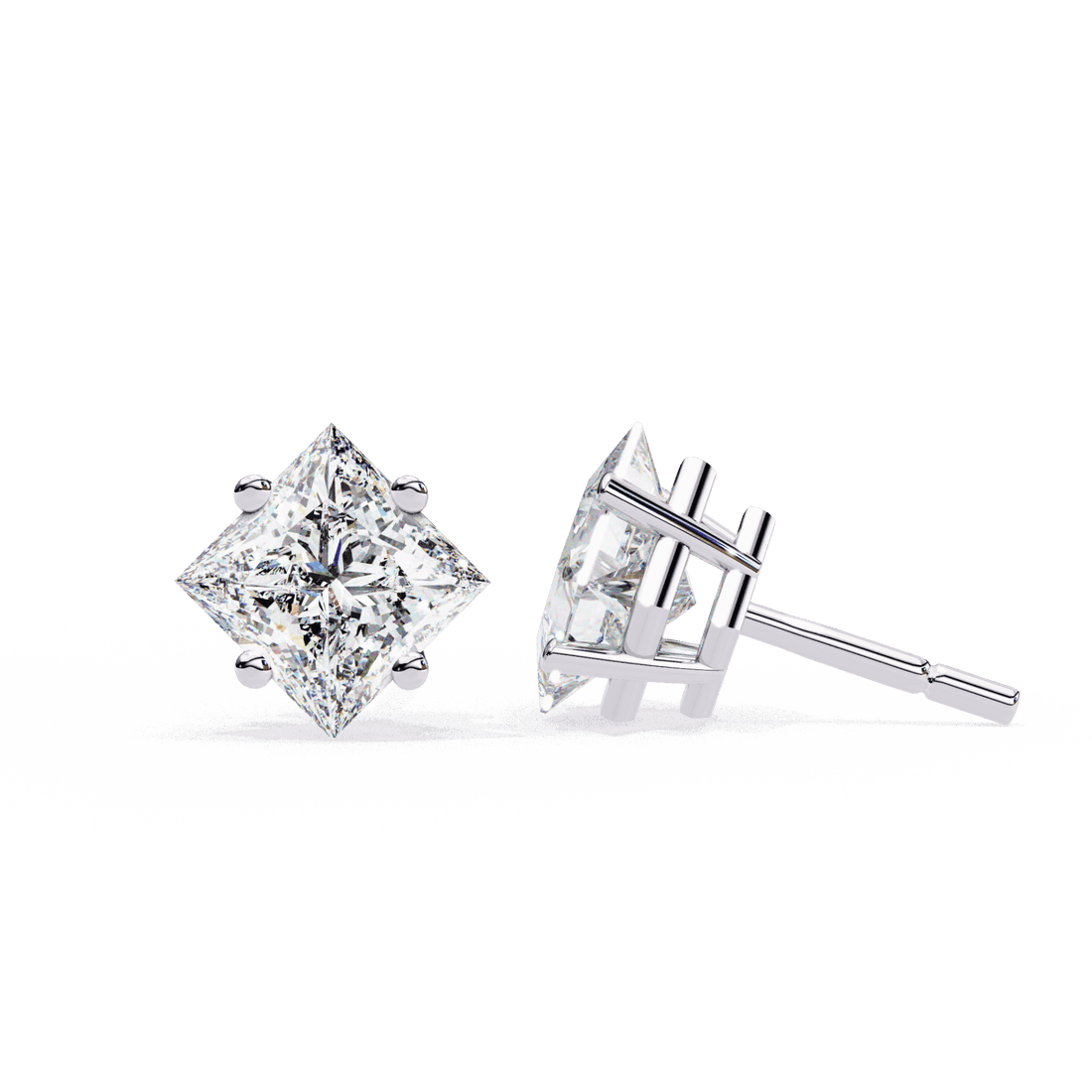 2.5 Carat Princess Solitaire Earrings in Moissanite | House of Estara