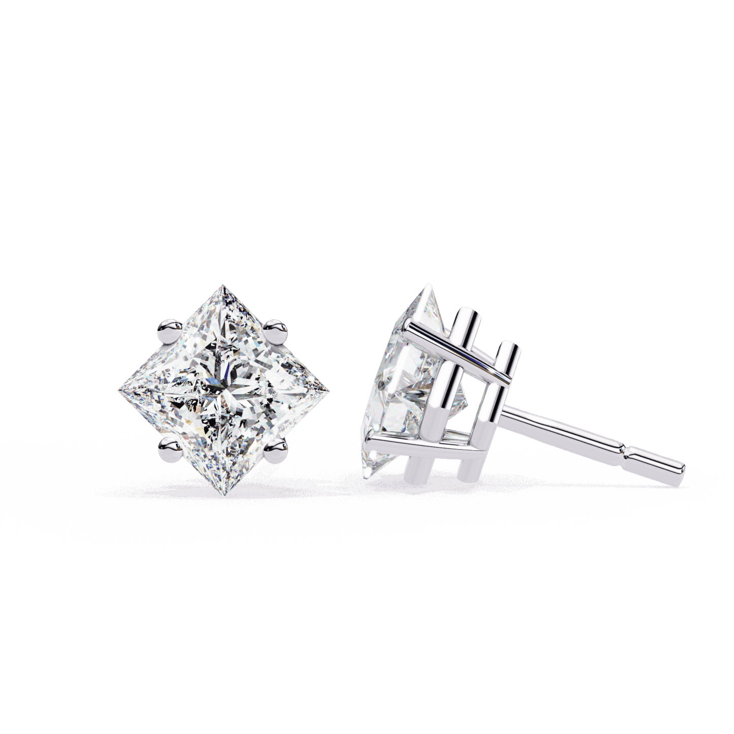 2.5 Carat Princess Solitaire Earrings in Moissanite | House of Estara