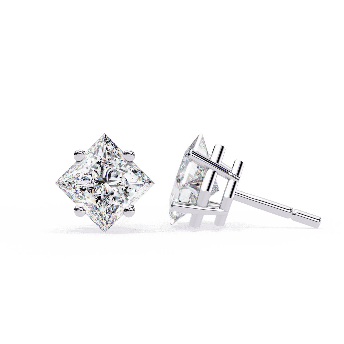 2.5 Carat Princess Solitaire Earrings in Moissanite | House of Estara