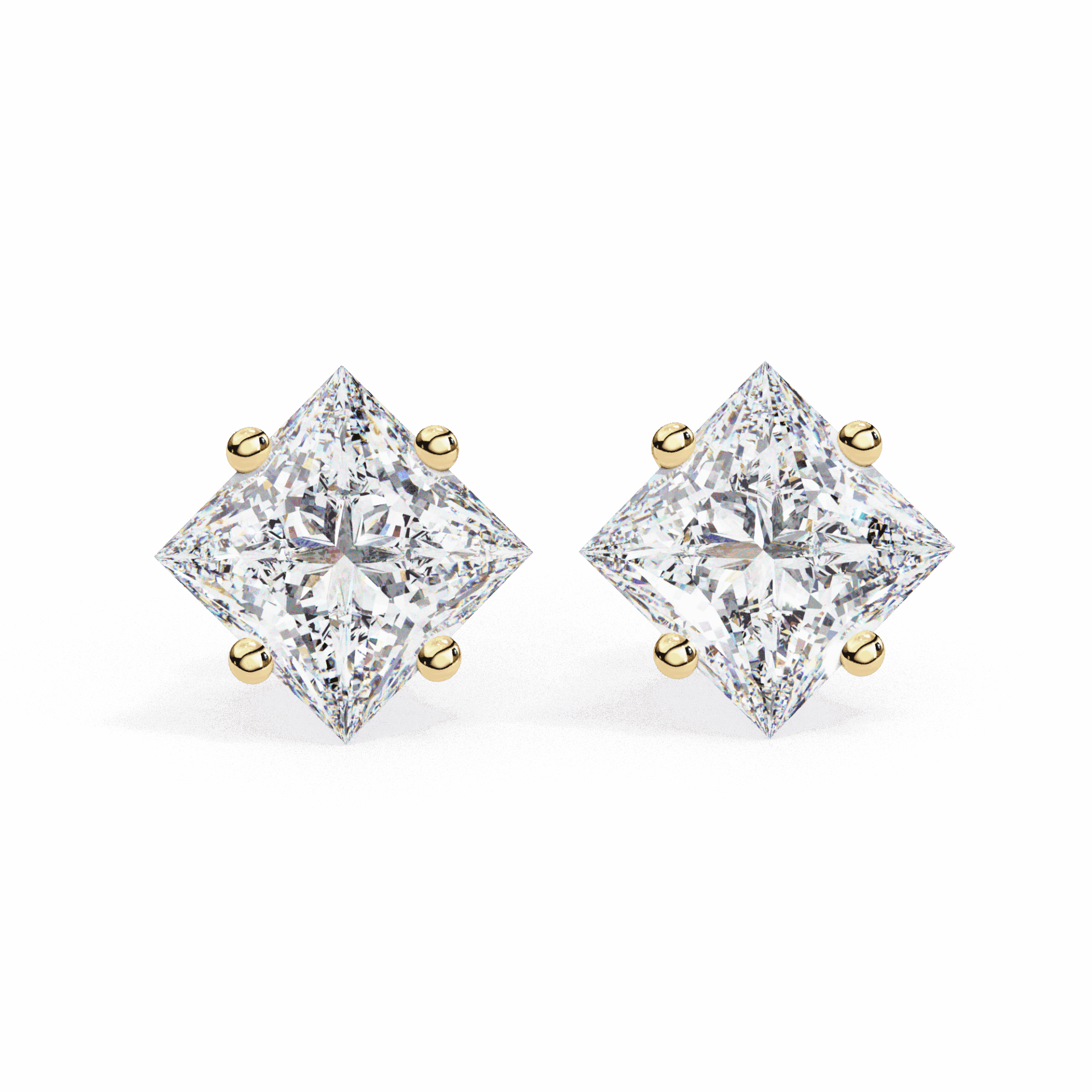 2.5 Carat Princess Solitaire Earrings in Moissanite | House of Estara