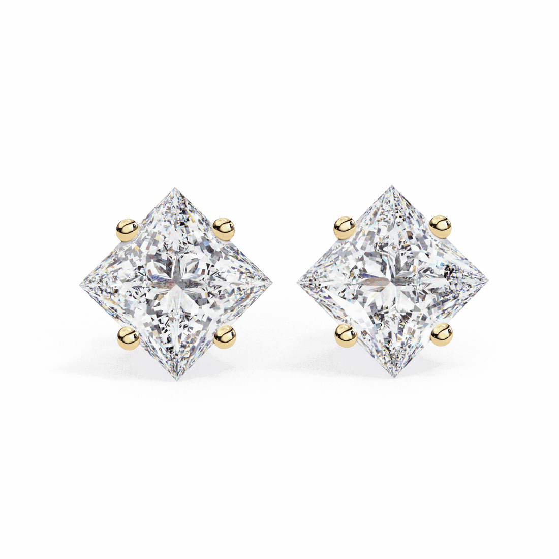 2.5 Carat Princess Solitaire Earrings in Moissanite | House of Estara