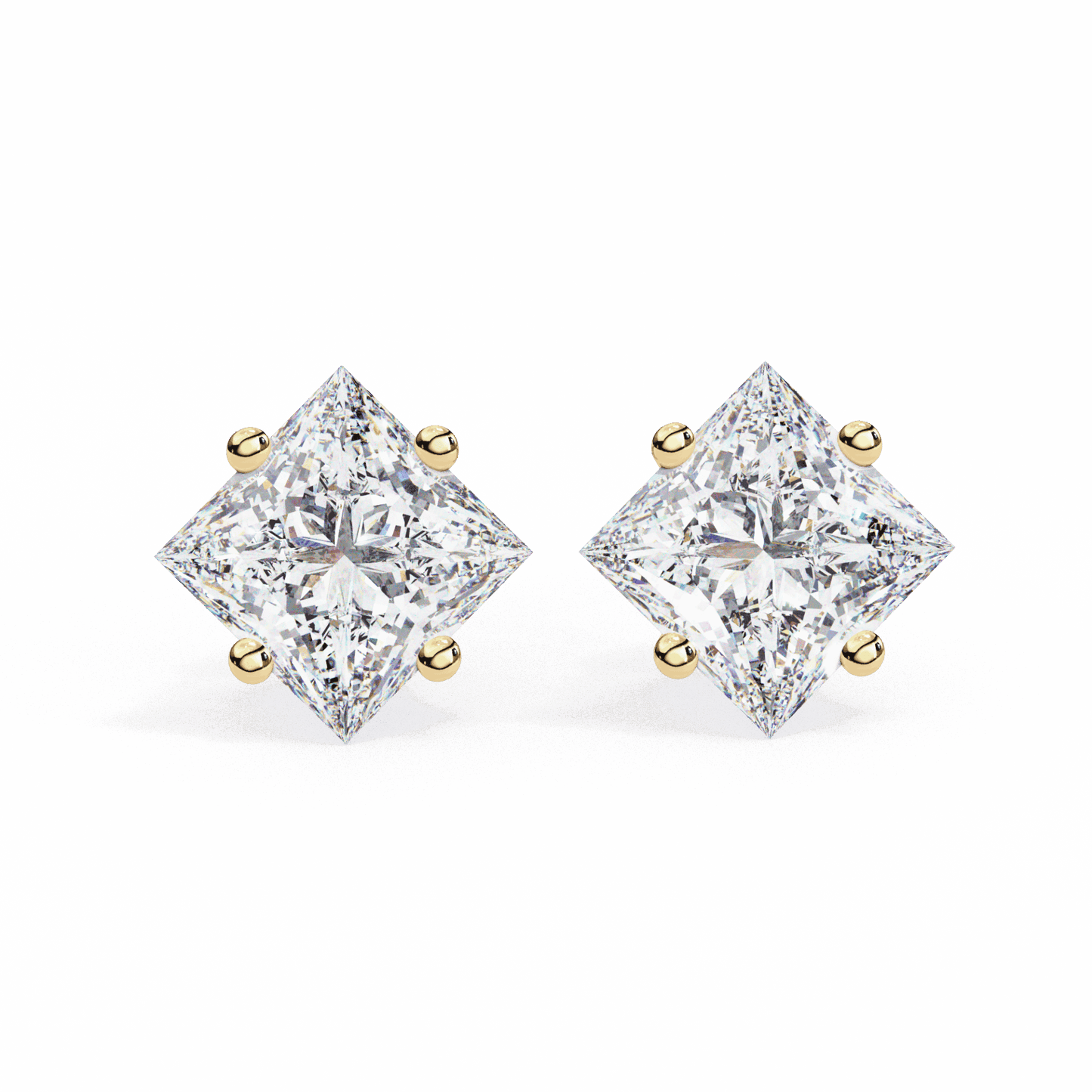 2.5 Carat Princess Solitaire Earrings in Moissanite | House of Estara