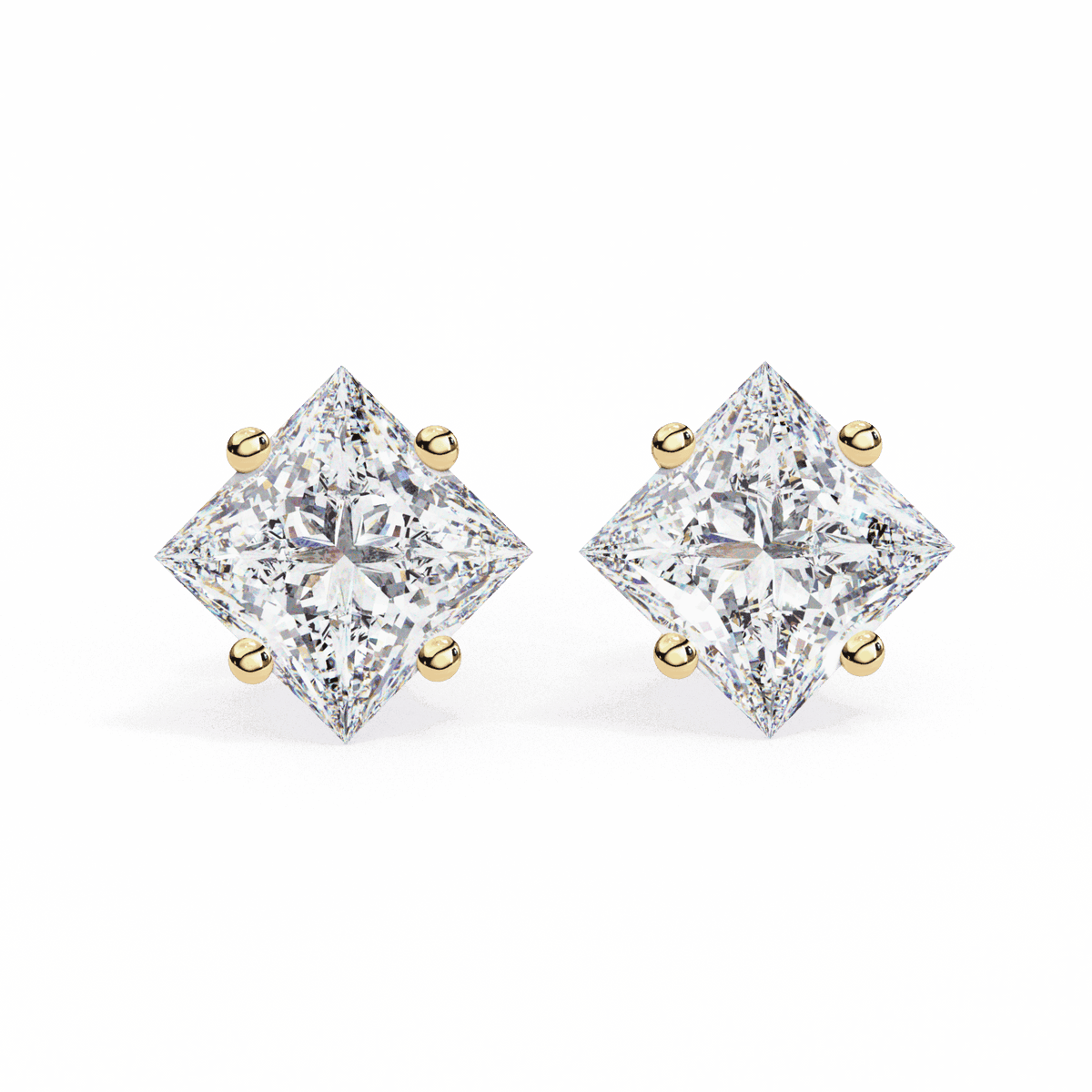 2.5 Carat Princess Solitaire Earrings in Moissanite | House of Estara