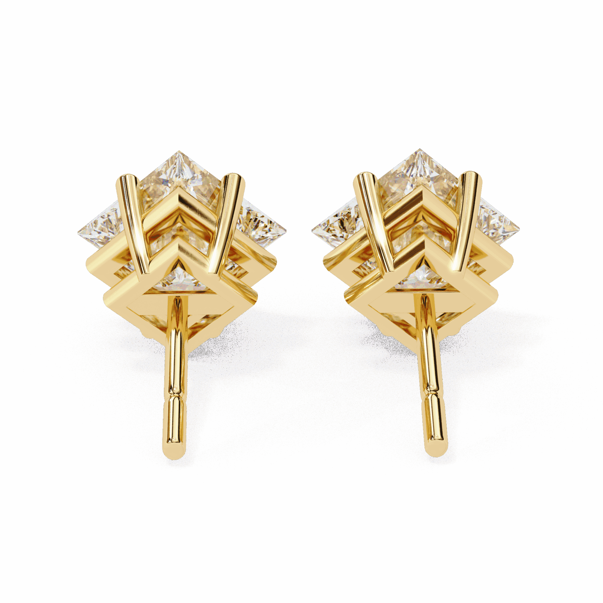 2.5 Carat Princess Solitaire Earrings in Moissanite | House of Estara