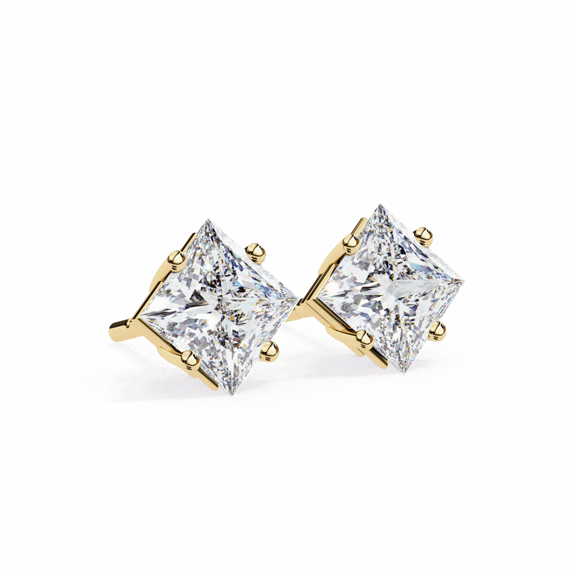 2.5 Carat Princess Solitaire Earrings in Moissanite | House of Estara
