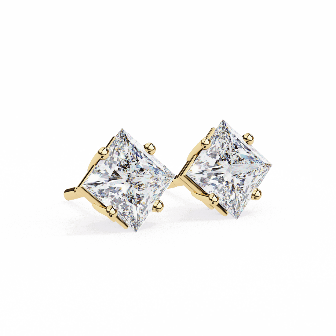 2.5 Carat Princess Solitaire Earrings in Moissanite | House of Estara