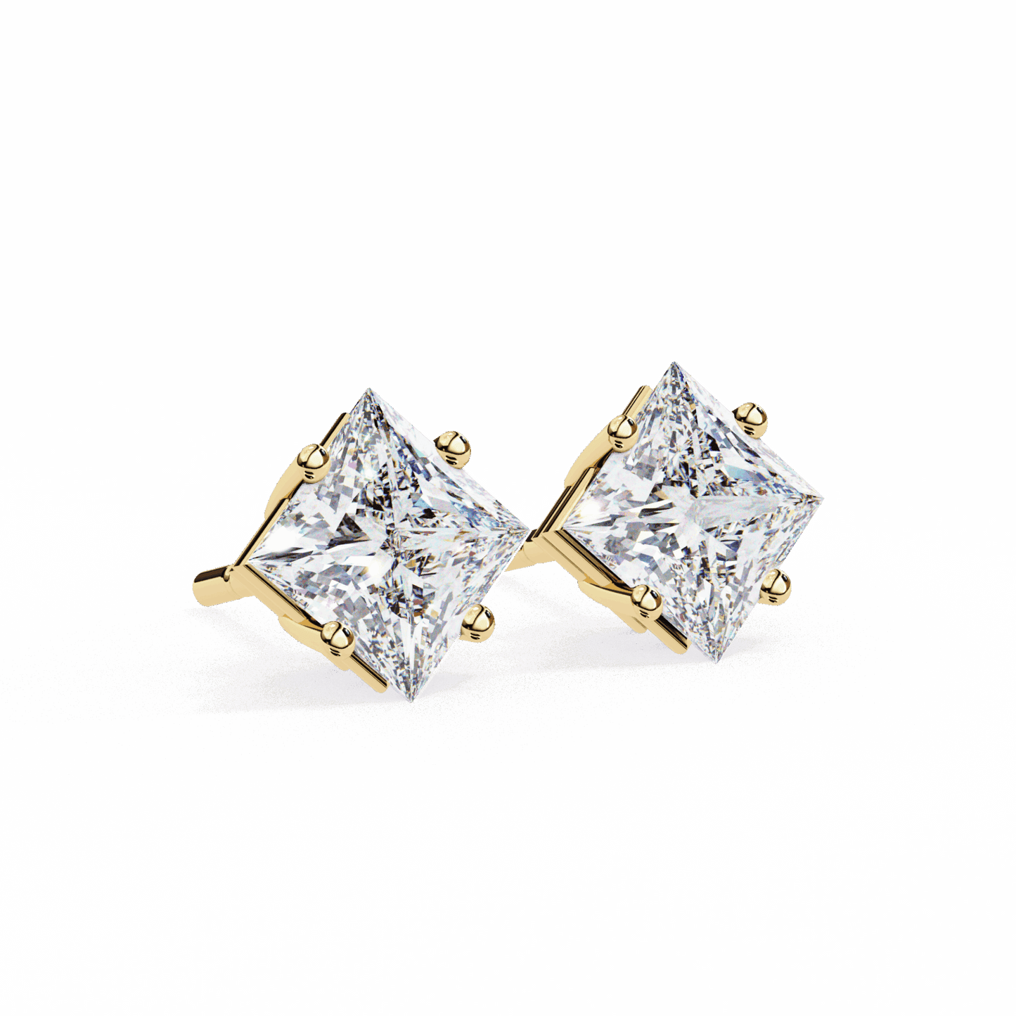 2.5 Carat Princess Solitaire Earrings in Moissanite | House of Estara