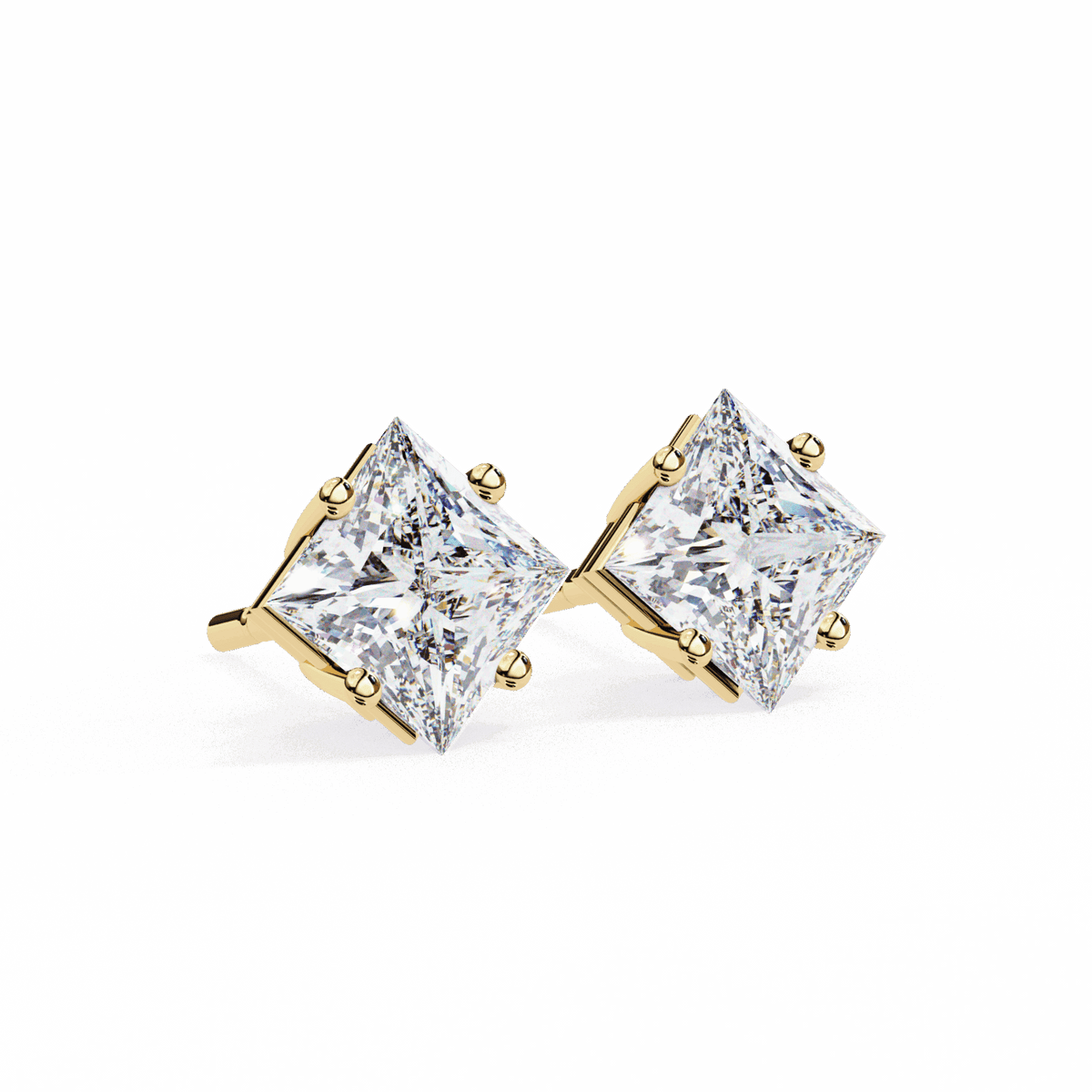 2.5 Carat Princess Solitaire Earrings in Moissanite | House of Estara