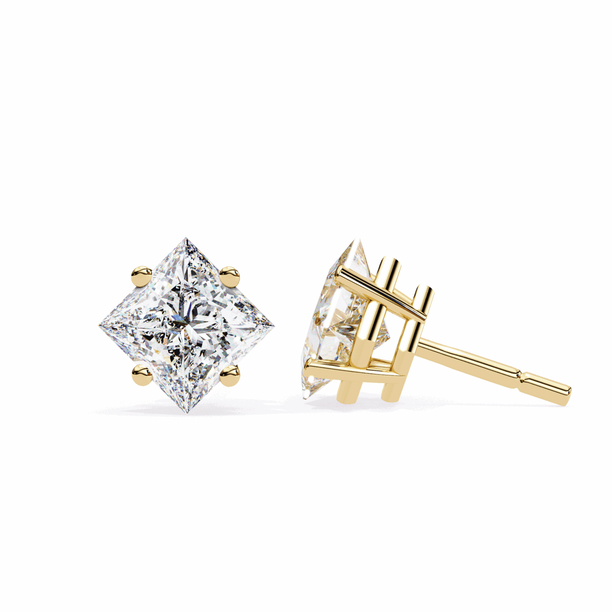 2.5 Carat Princess Solitaire Earrings in Moissanite | House of Estara