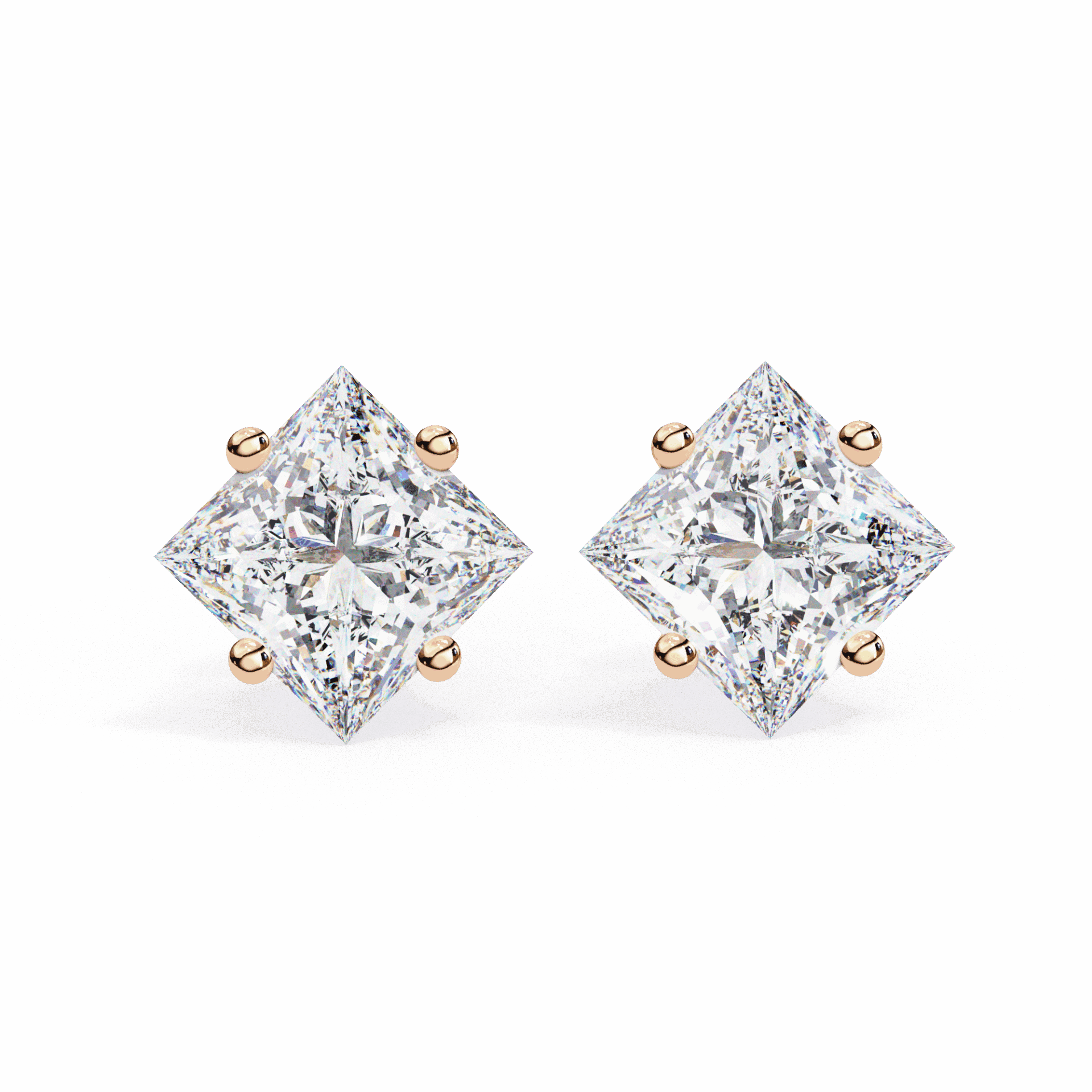 2.5 Carat Princess Solitaire Earrings in Moissanite | House of Estara