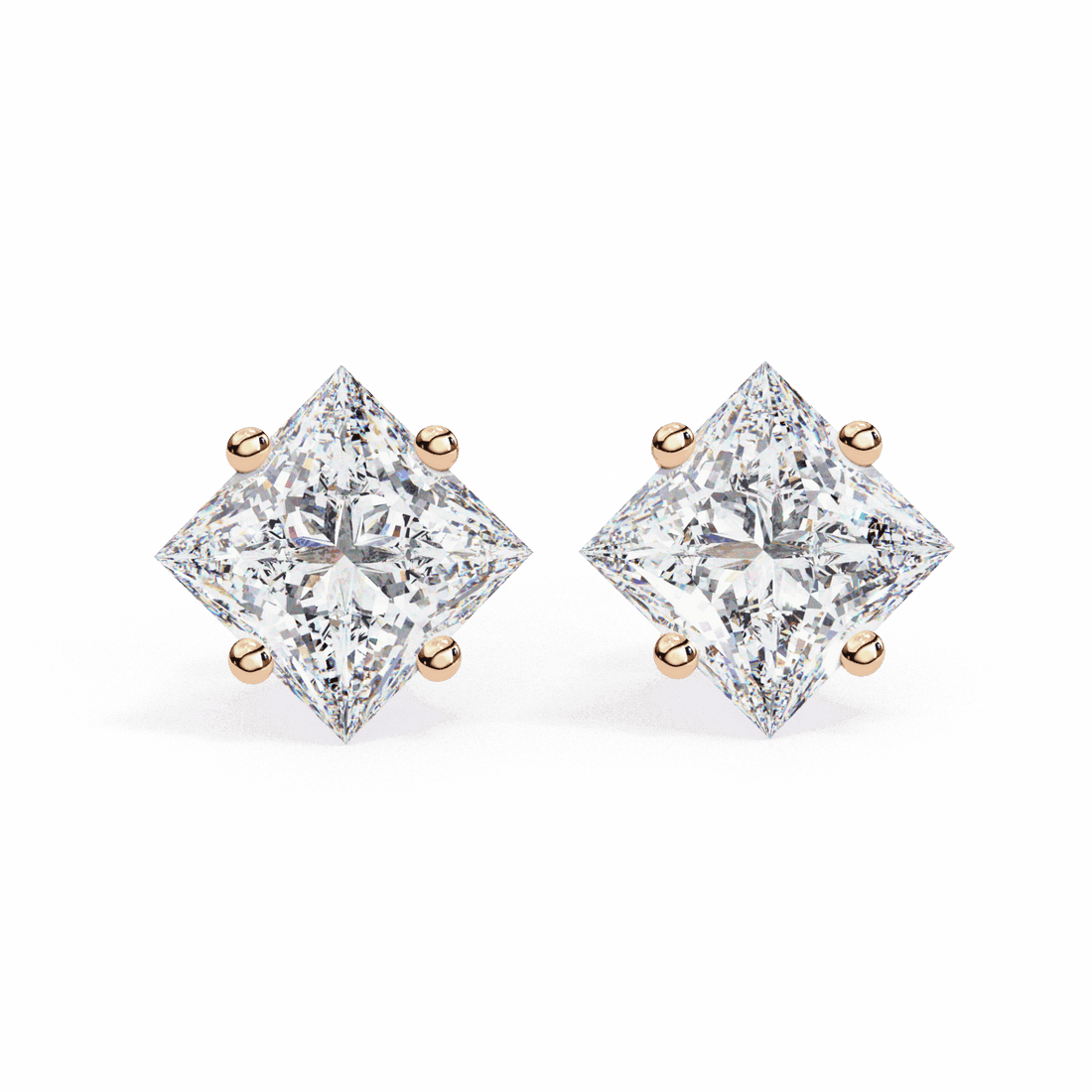 2.5 Carat Princess Solitaire Earrings in Moissanite | House of Estara
