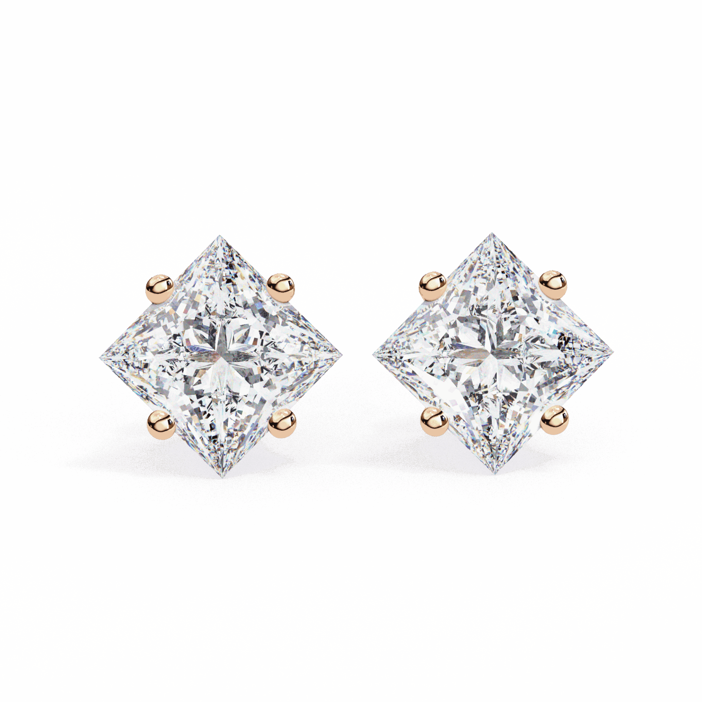 2.5 Carat Princess Solitaire Earrings in Moissanite | House of Estara