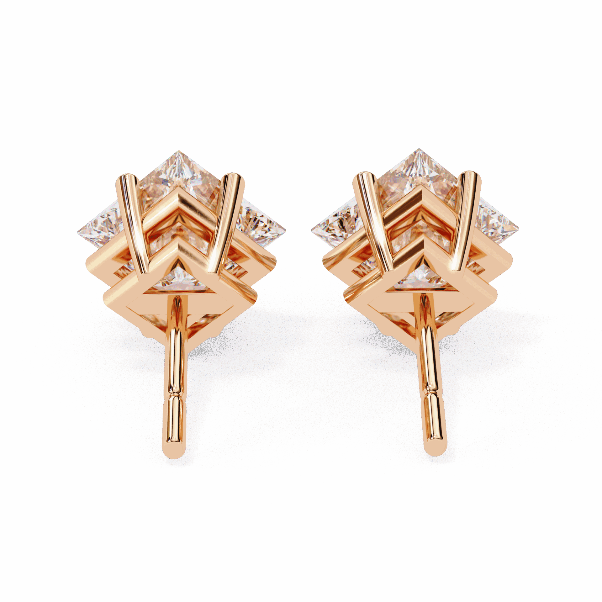 2.5 Carat Princess Solitaire Earrings in Moissanite | House of Estara